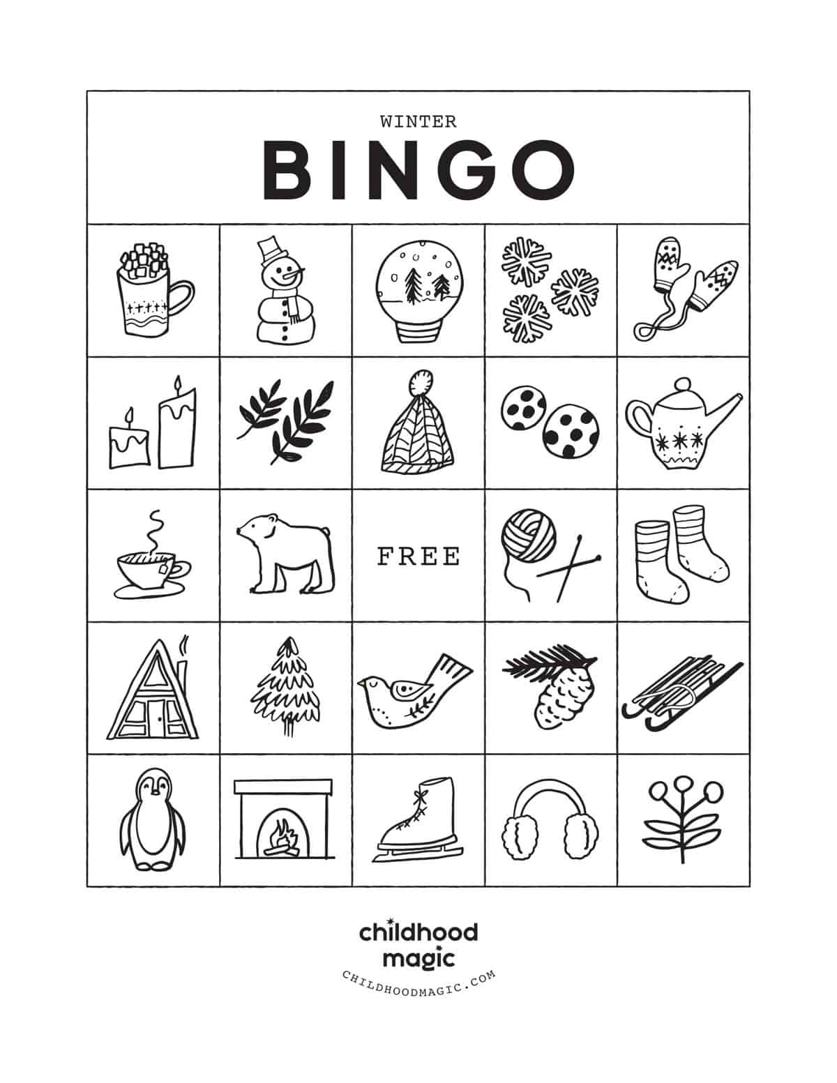 Winter Bingo - Childhood Magic in Winter Bingo Card Generator