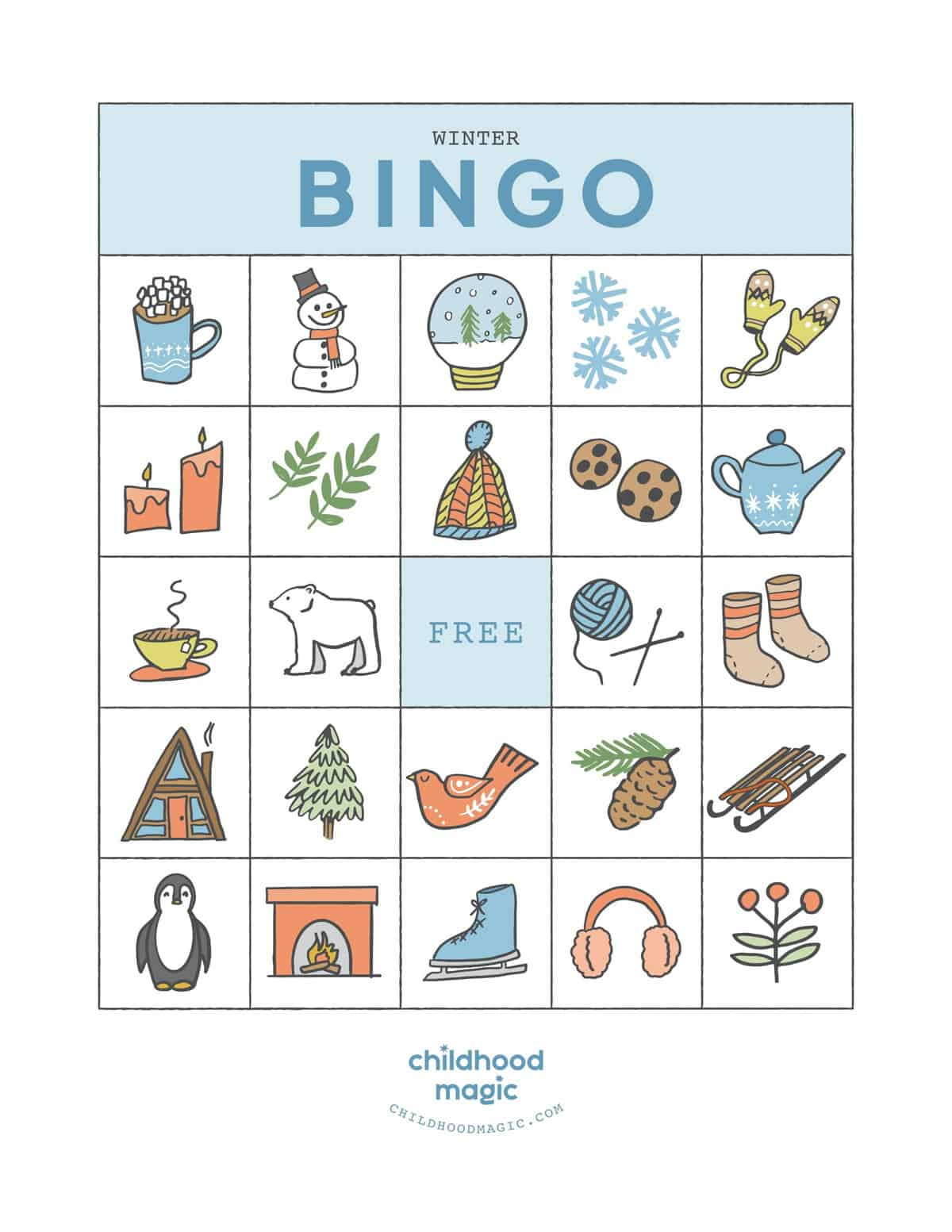 Winter Bingo - Childhood Magic throughout Winter Bingo Card Generator