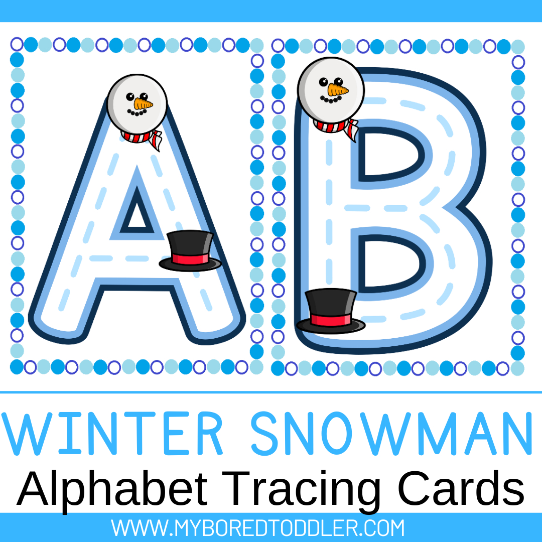 Winter-Snowman-Alphabet-Tracing-Cards-Uppercase-Toddler-Preschool intended for Free Printable Winter Alphabet Letters