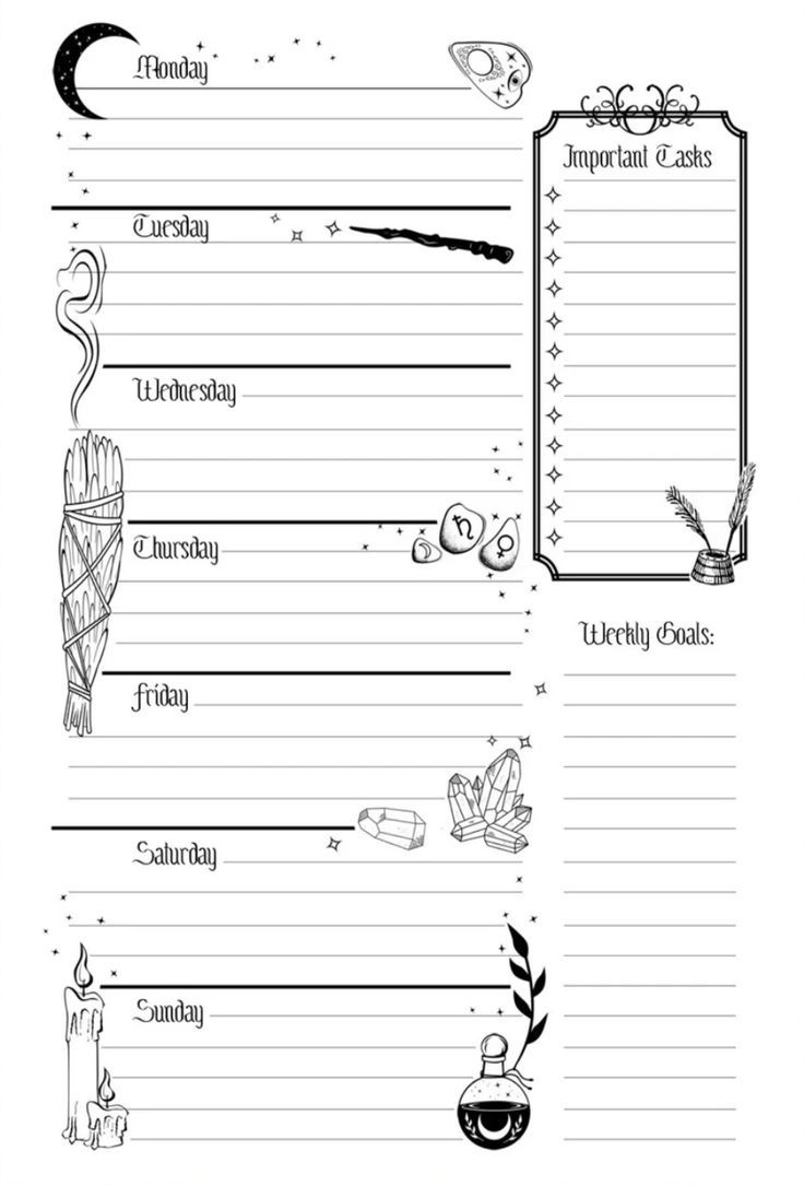 Witchy Weekly Planner Printable Pages - Witch Planner Pages - 2022 with regard to Free Witchy Planner Printables