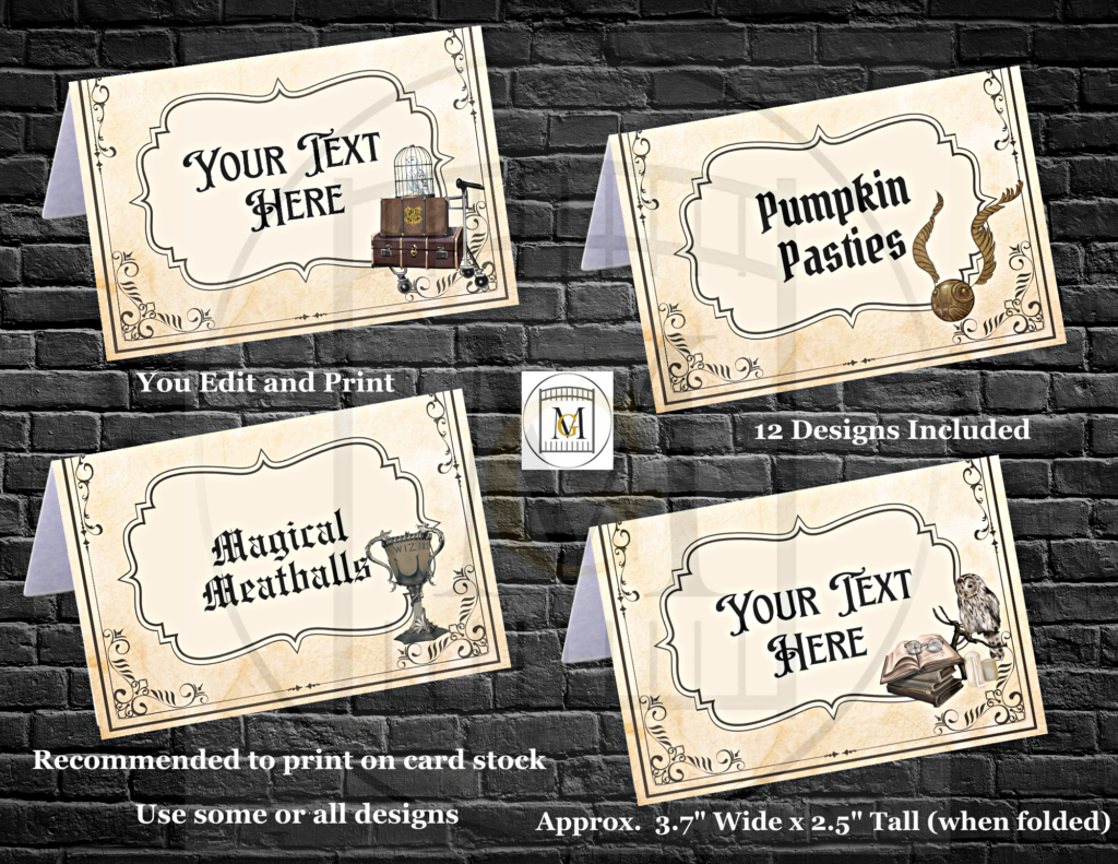 Wizard Food Label/Food Tents/Candy Labels-Editable · Major Gates for Free Printable Harry Potter Food Labels