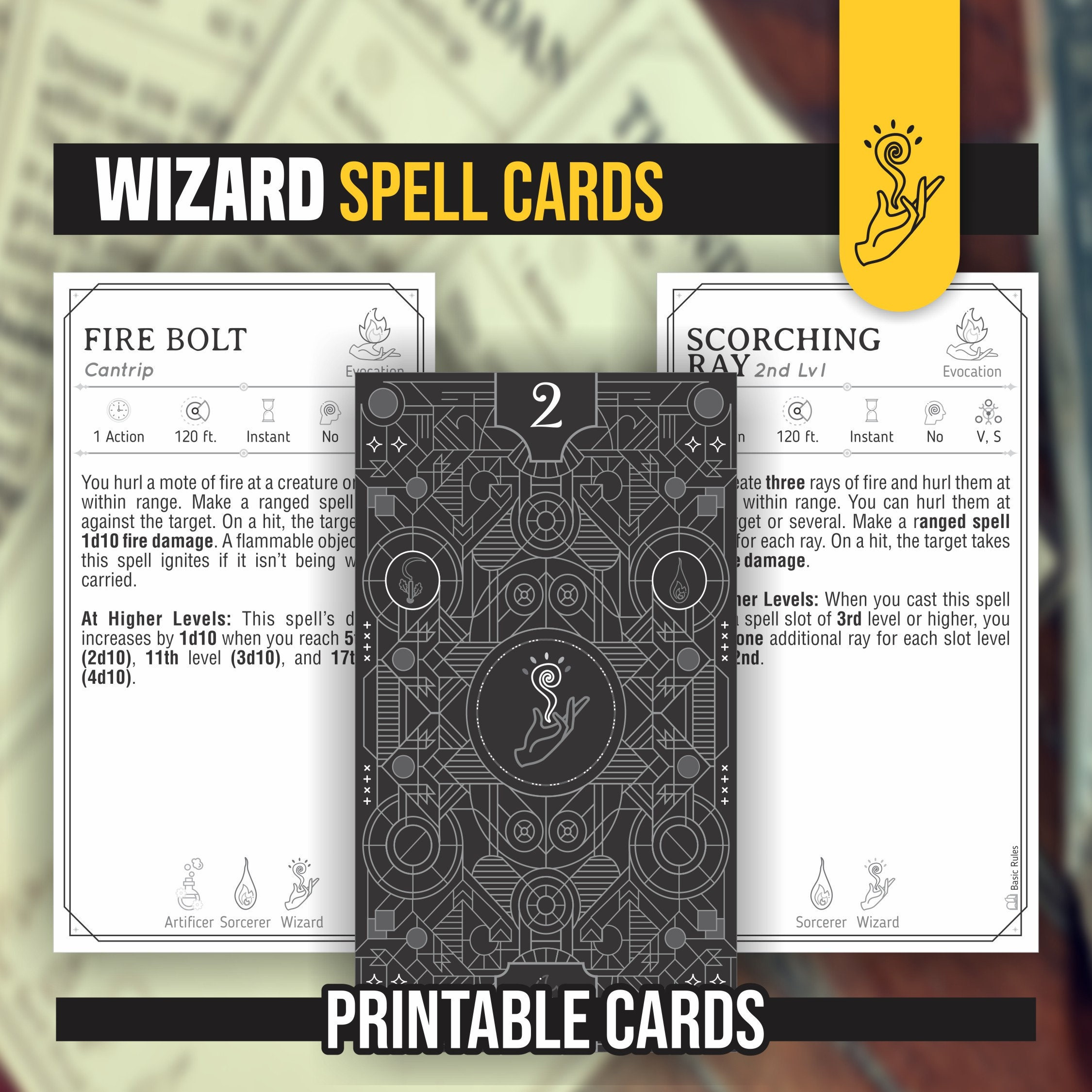 Wizard Spell Cards For Dnd 5E | Form Fillable Pdfs Included with Free Printable Spell Cards 5E