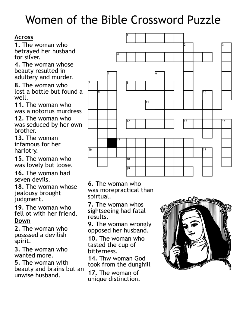 Women Of The Bible Crossword Puzzle - Wordmint with Printable Christian Crossword Puzzles