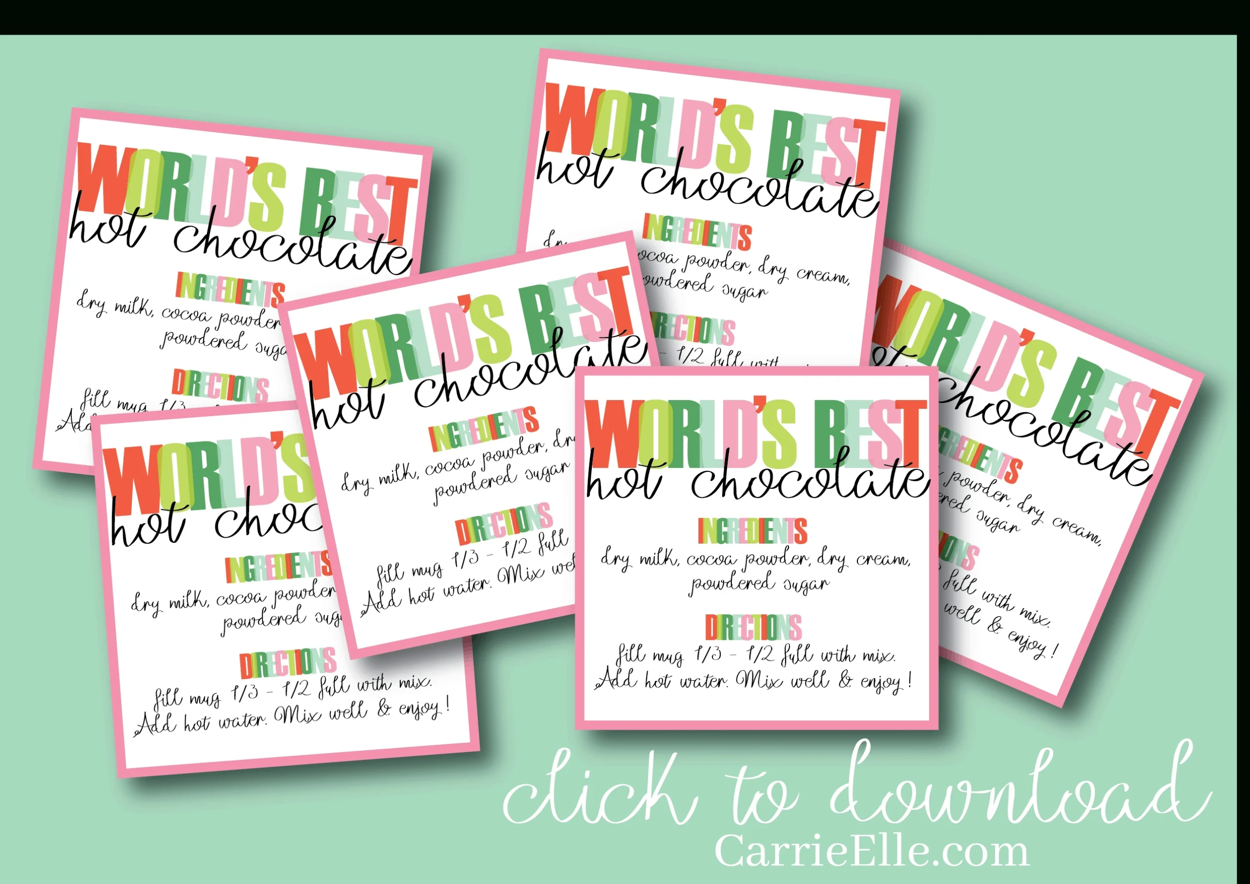 World&amp;#039;S Best Hot Chocolate Recipe &amp;amp; Printable Gift Tag - Carrie Elle inside Free Printable Hot Chocolate Gift Tags