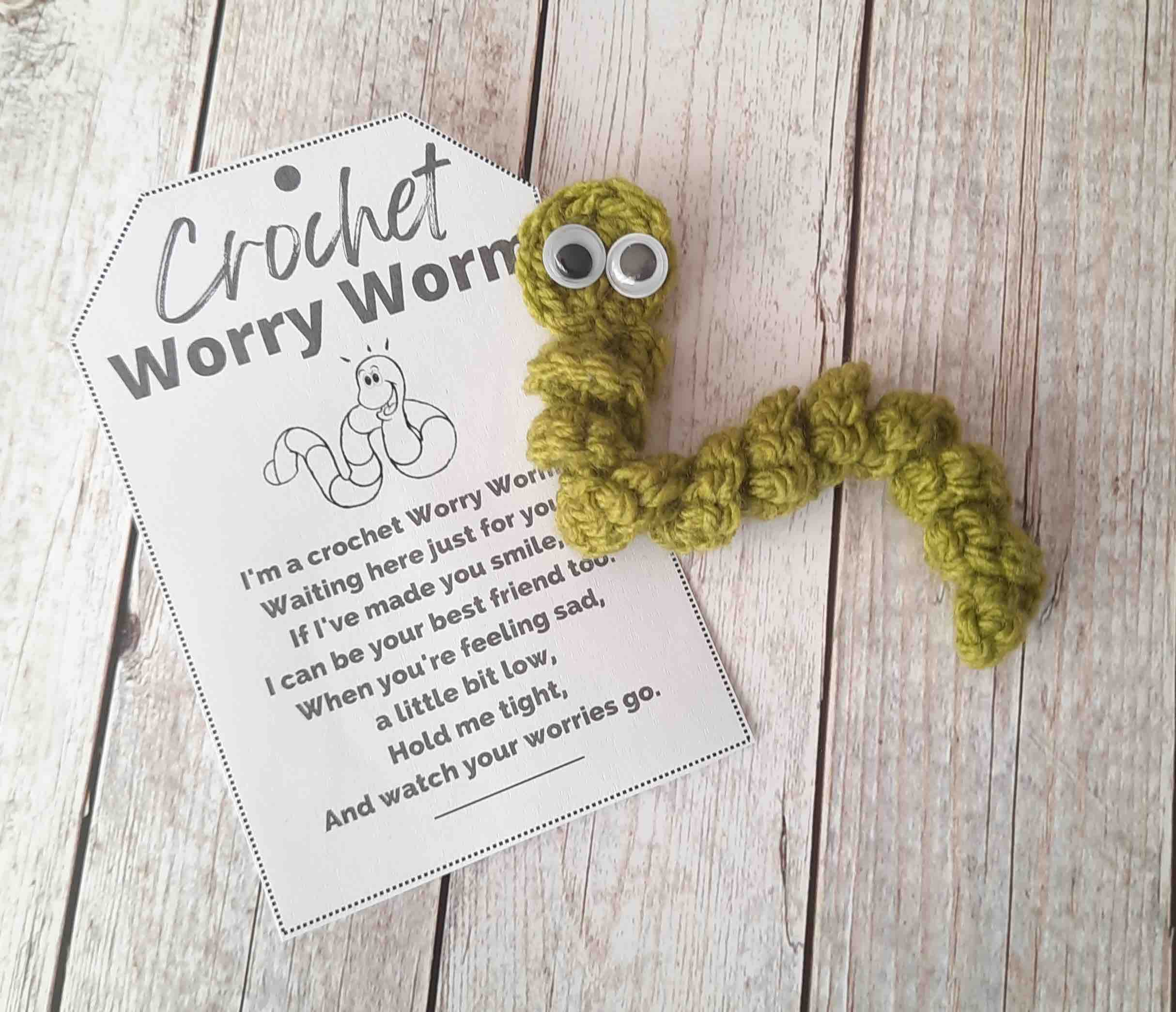 Worry Worm Crochet Pattern Pdf + Printable Poem Tags/Labels/Cards (Bundle) regarding Worry Worm Poem Free Printable
