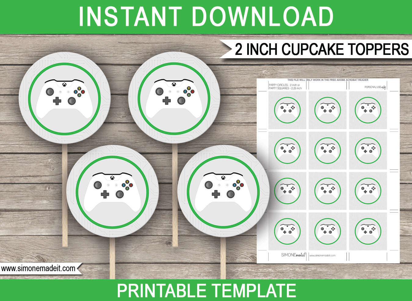 Xbox Cupcake Toppers Template with regard to Free Printable Video Game Cupcake Toppers