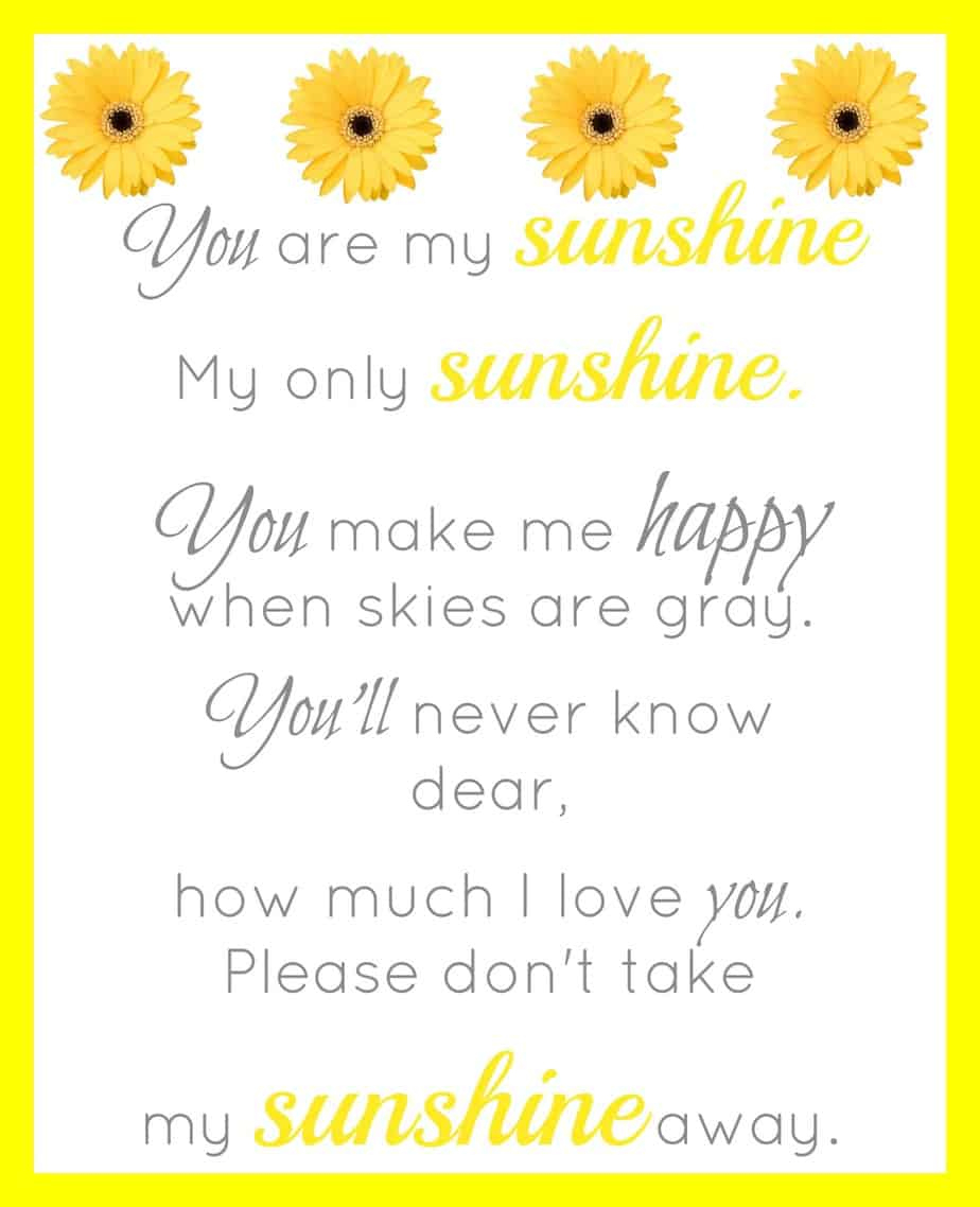 You Are My Sunshine Printable - Simple Living Mama for You Are My Sunshine Free Printables