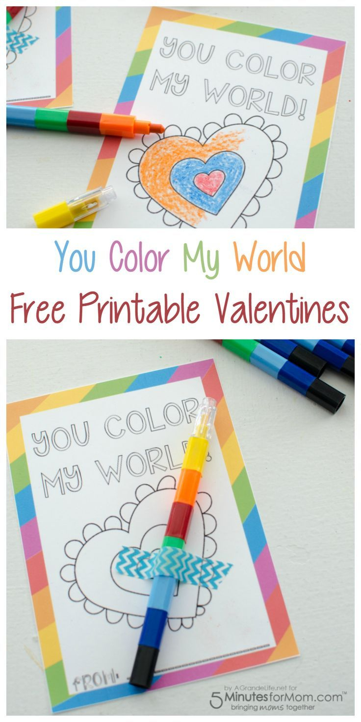You Color My World&amp;quot; Free Printable Valentines with You Color My World Valentine Free Printable