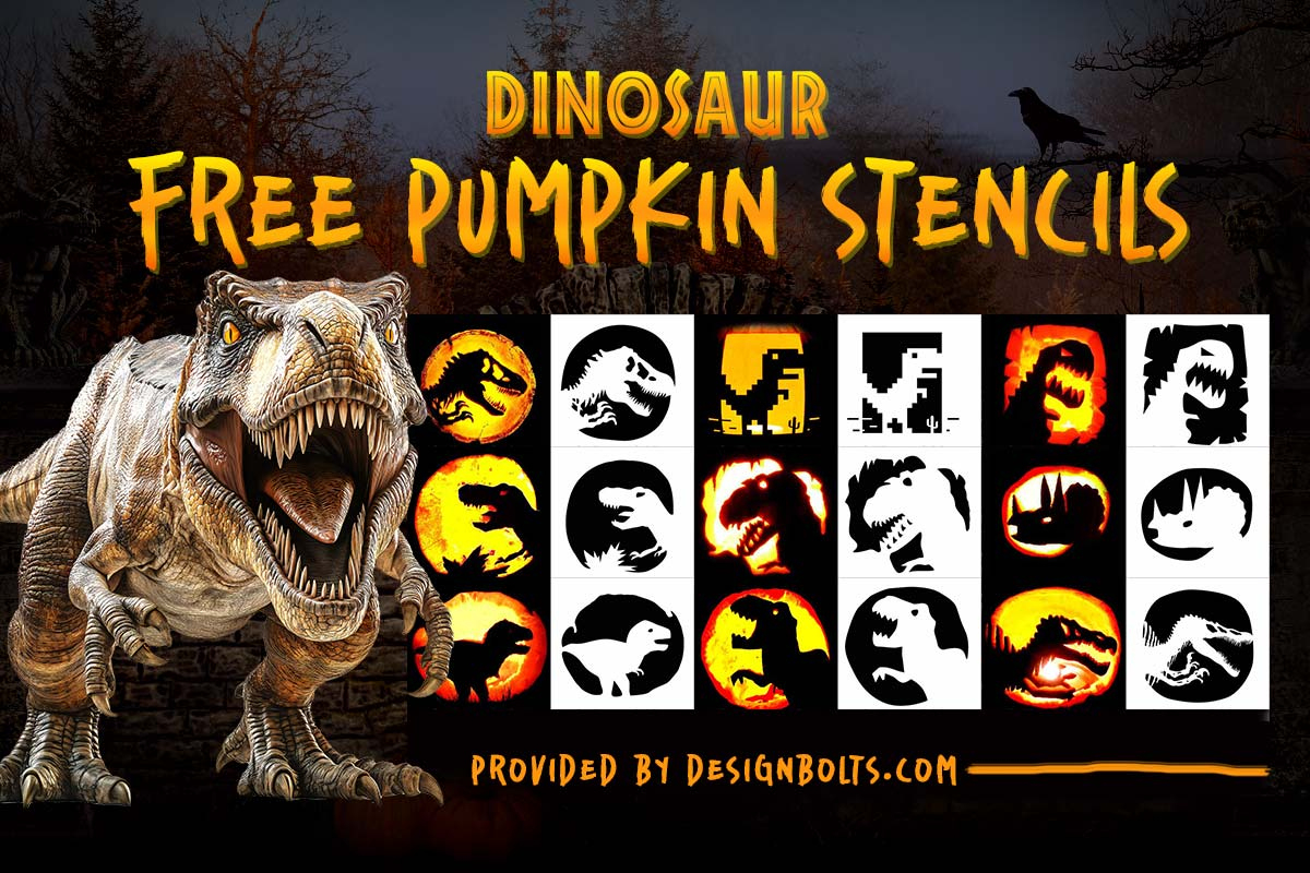 10 Free Dinosaur Pumpkin Carving Stencils, Templates & Ideas 2025 in Jurassic Park Pumpkin Stencil Printable