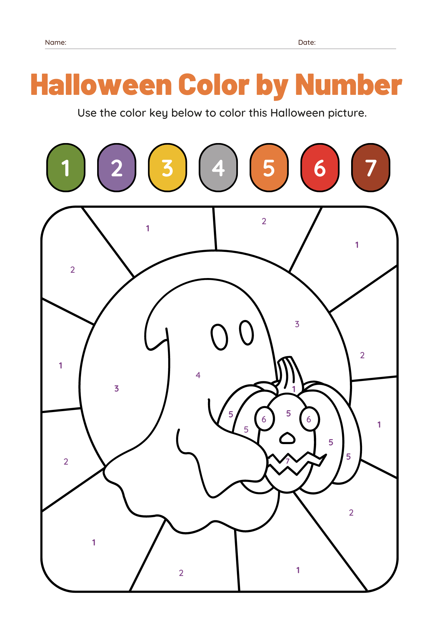 10 Halloween Colornumber Printable Worksheets Free pertaining to Pumpkin Color By Number Printable