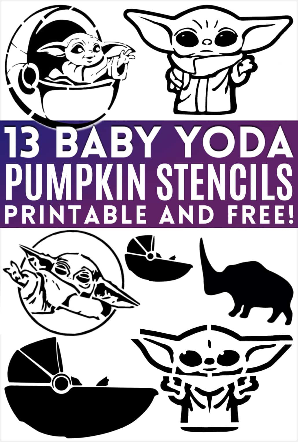 13 Free Baby Yoda Pumpkin Stencils For A Star Wars Halloween throughout Grogu Pumpkin Stencil Printable