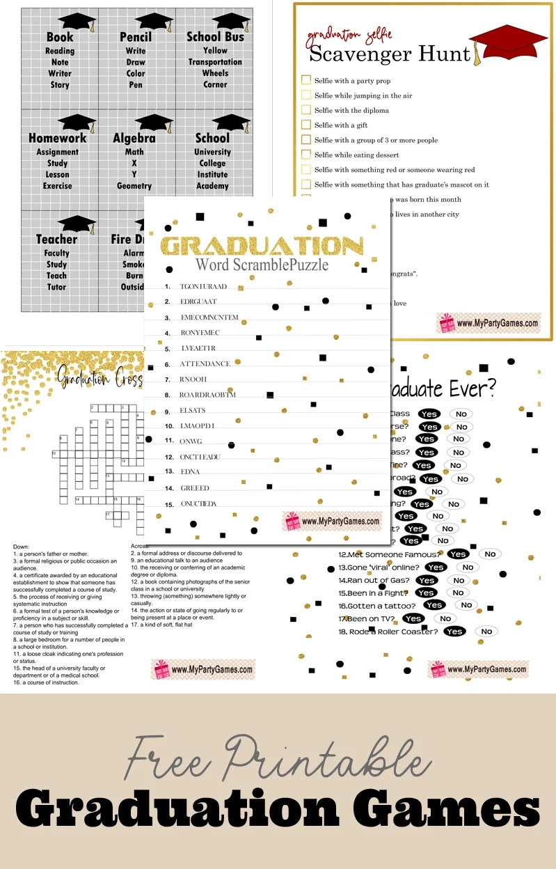 24 Free Printable Graduation Games for Free Printable Graduation Games