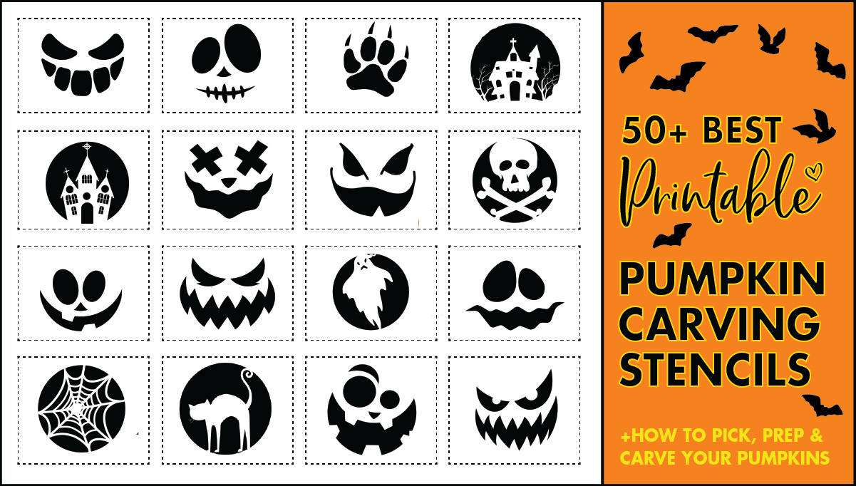 50 Easy Pumpkin Carving Stencils + The Ultimate Guide To Pumpkin in Heart Eyes Pumpkin Stencil Printable