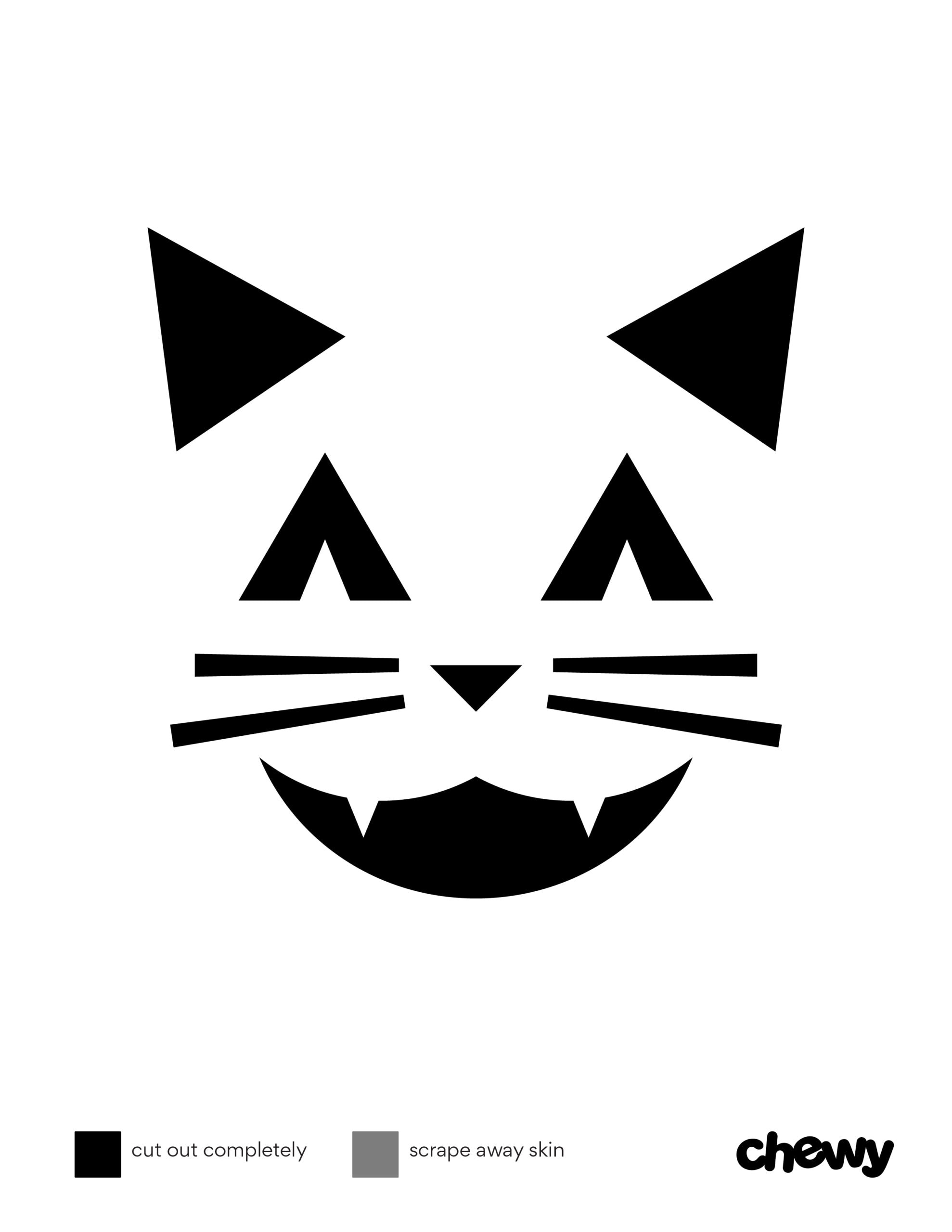 8 Purr-Fectly Spooky Cat Pumpkin Carving Stencils | Chewy for Printable Cat Face Pumpkin Stencil