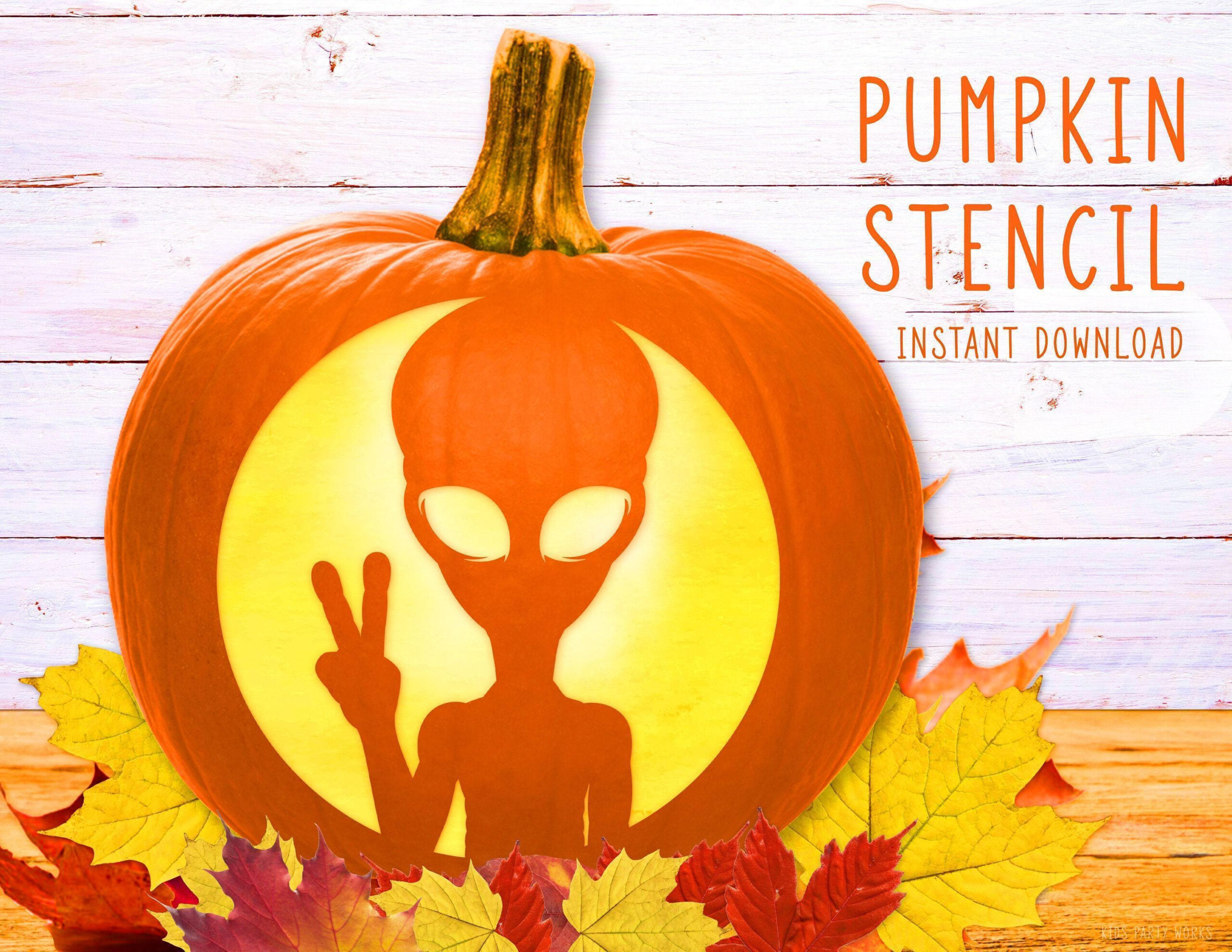 Alien Pumpkin Stencil, Ufo Printable Stencil, Jack O' Lantern for Alien Pumpkin Stencil Printable
