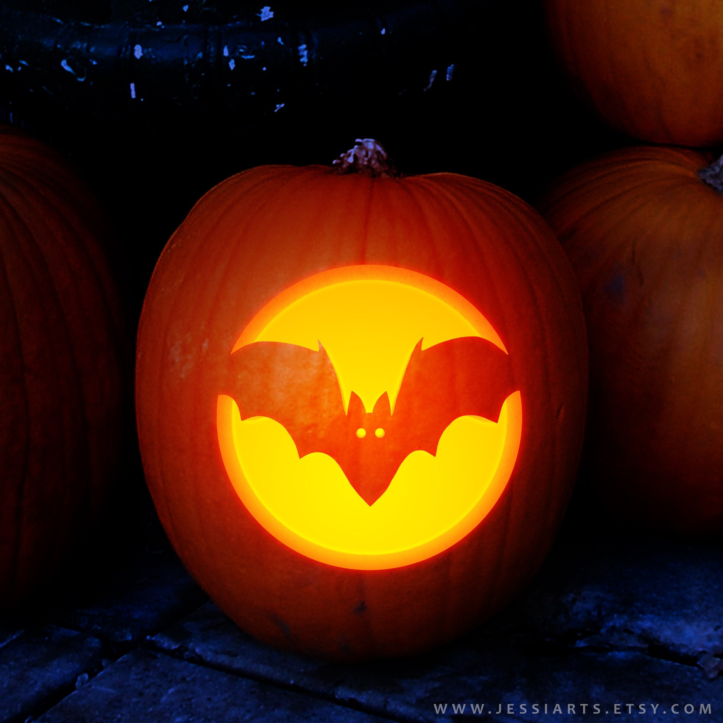 Bat Pumpkin Carving Stencil: Halloween Jack-O-Lantern Template in Bat Pumpkin Carving Printable