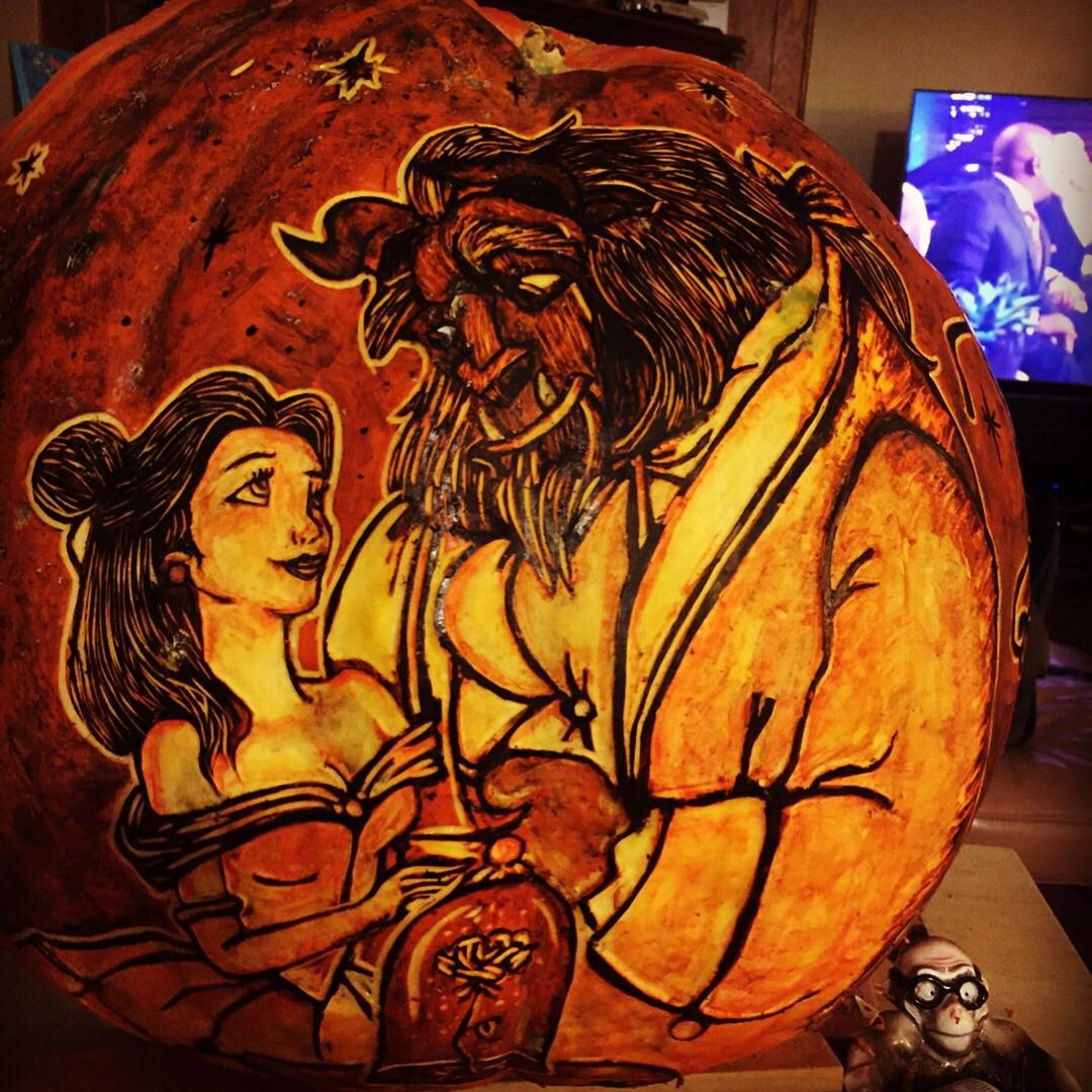 Beauty & The Beast Pumpkin Carvingkristen Griffin @B.doodles inside Beauty And The Beast Pumpkin Stencil Printable
