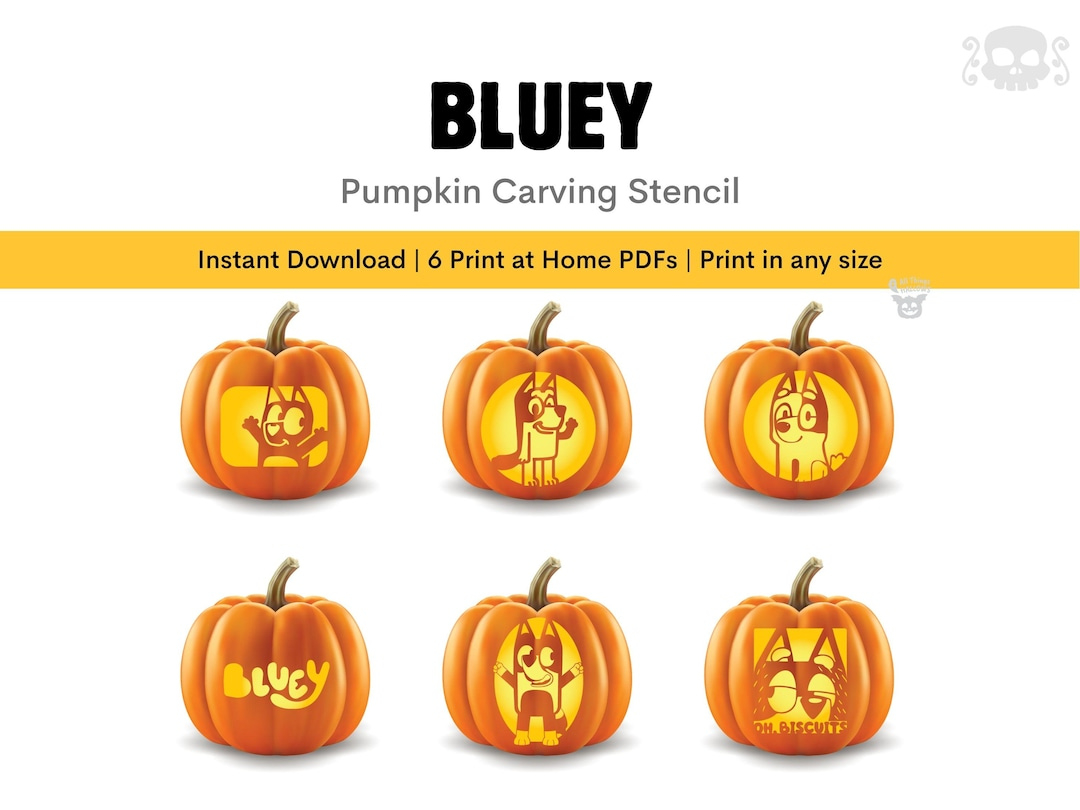 Bluey Pumpkin Carving Stencil Template Halloween Jack O Lantern regarding Bluey Pumpkin Stencil Printable