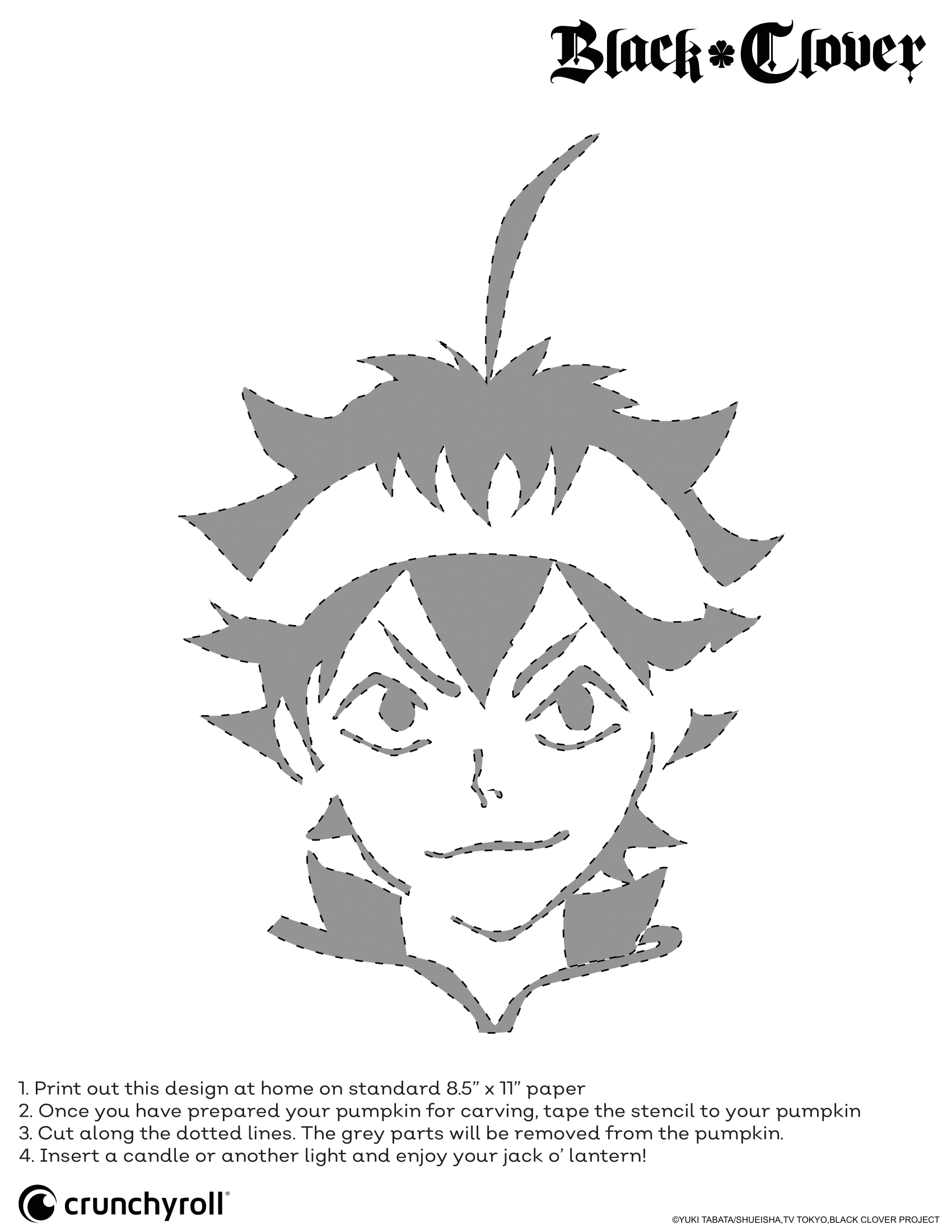 Carve An Asta Jack O' Lantern With Official Black Clover Pumpkin intended for Anime Pumpkin Stencils Printable