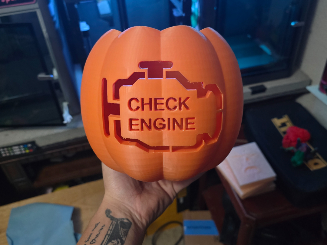 Check Engine Light Pumpkinthe Austin Zombie Makerworld with Free Check Engine Light Pumpkin Stencil Printable