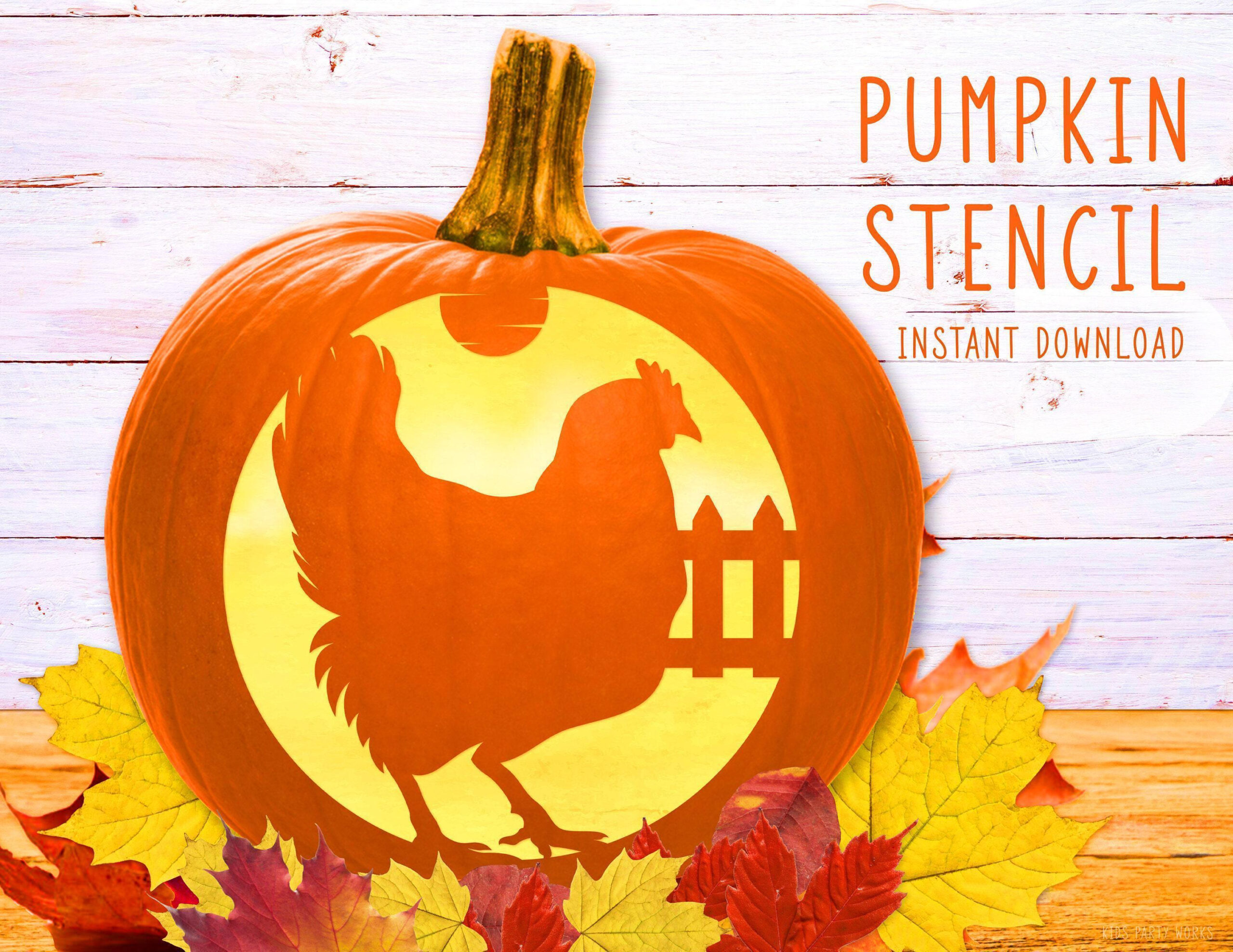 Chicken Pumpkin Stencil, Hen Printable Stencil, Jack O&amp;#039; Lantern within Printable Chicken Pumpkin Stencil