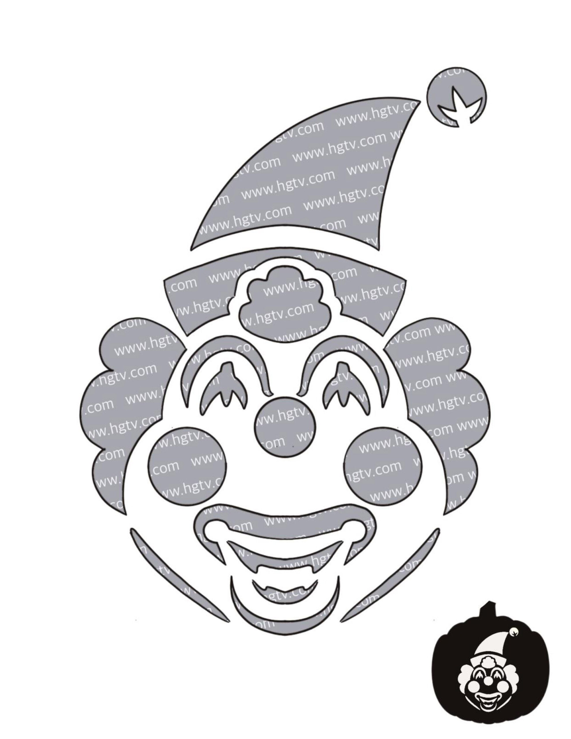 Clown (Pumpkin Stencil - Pumpkin Pattern - Pumpkin Template - Jack with Printable Clown Pumpkin Stencils