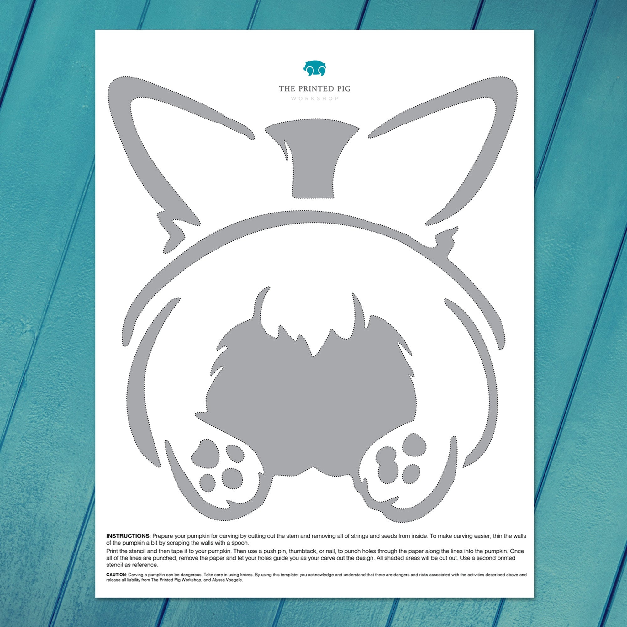 Corgi Pumpkin Carving Pattern Bundle: Dog Face &amp;amp; Butt Stencils for Corgi Pumpkin Stencil Printable
