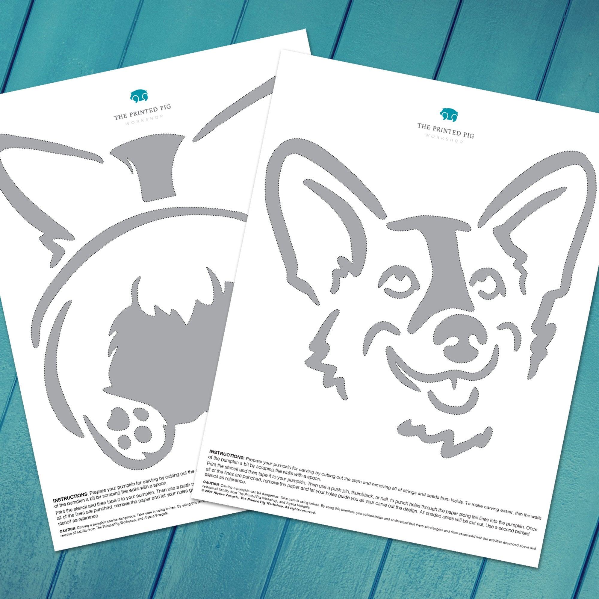 Corgi Pumpkin Carving Pattern Bundle: Dog Face &amp;amp; Butt Stencils inside Corgi Pumpkin Stencil Printable
