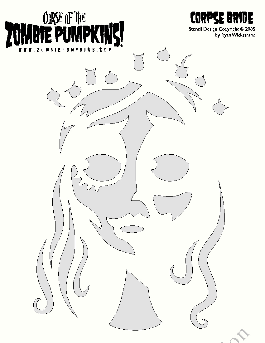 Corpse Bride Pumpkin Stencil within Coraline Pumpkin Stencil Printable