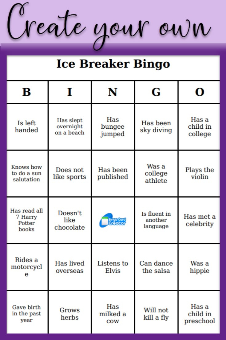 Create Your Own Bingo regarding Icebreaker Bingo Card Generator
