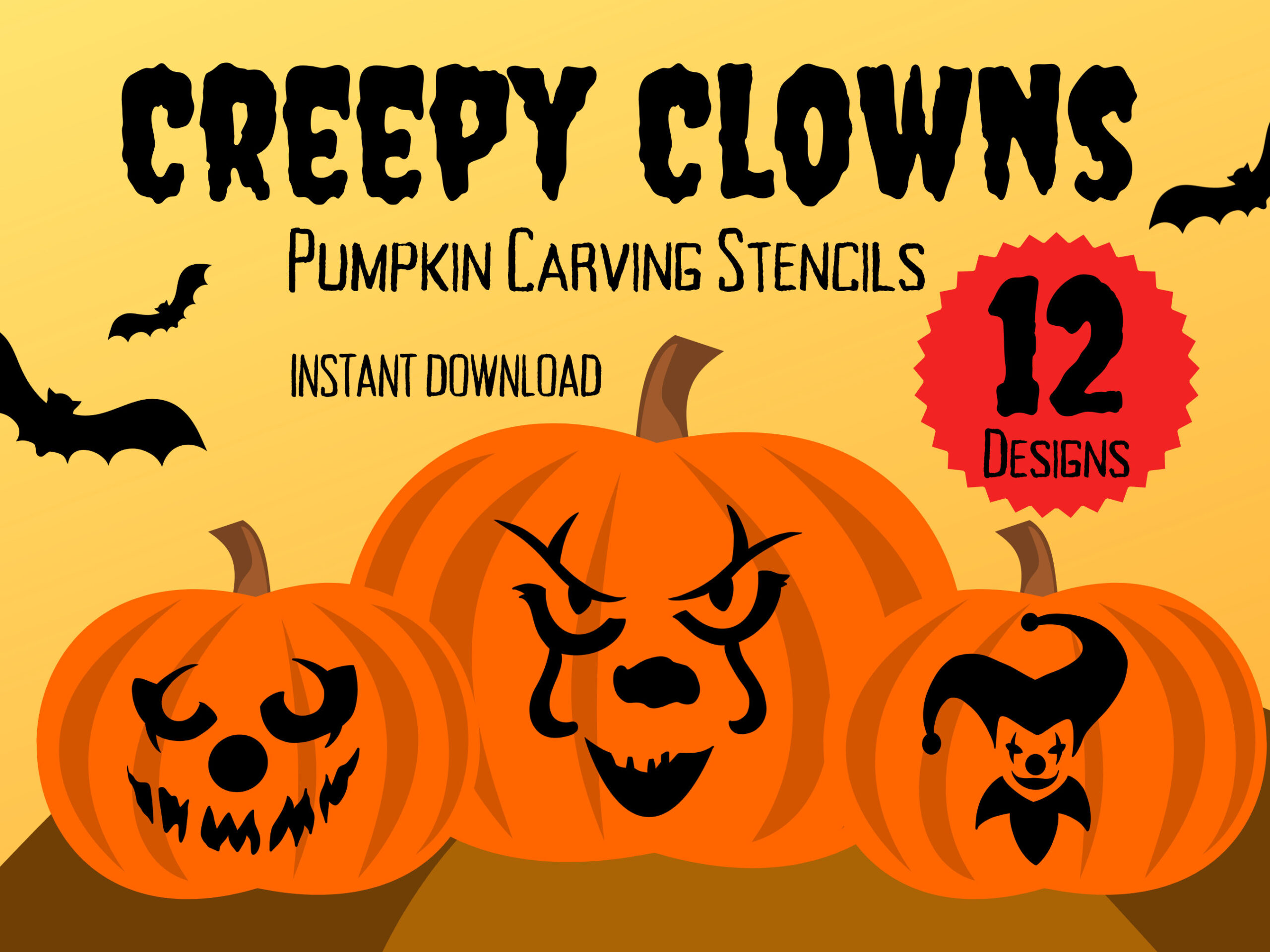 Creepy Clown Pumpkin Carving Stencils | 12 Unique Halloween Jack O for Printable Clown Pumpkin Stencils