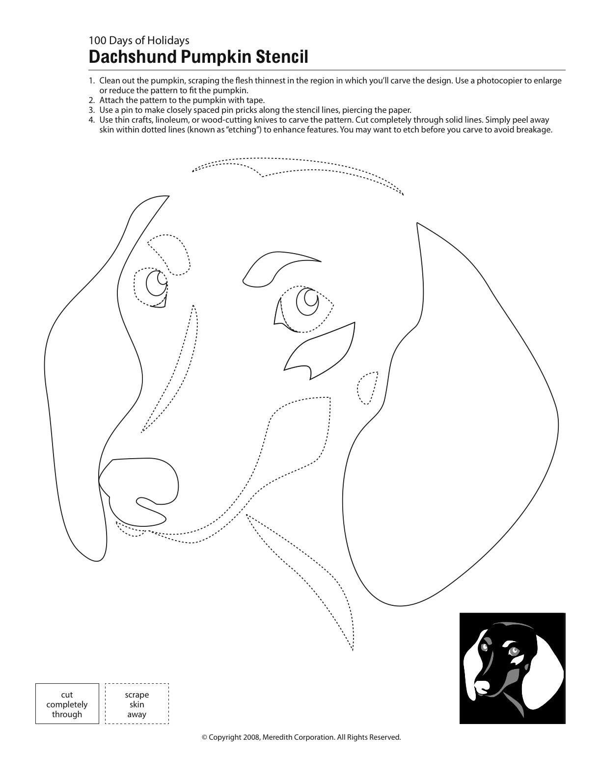Dachshund Pumpkin Stencil pertaining to Printable Dachshund Pumpkin Carving Pattern