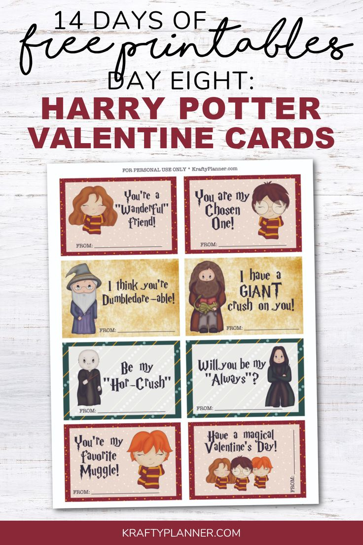 Day 8: Free Printable Harry Potter Valentine'S Day Cards — Krafty throughout Harry Potter Valentine Printables
