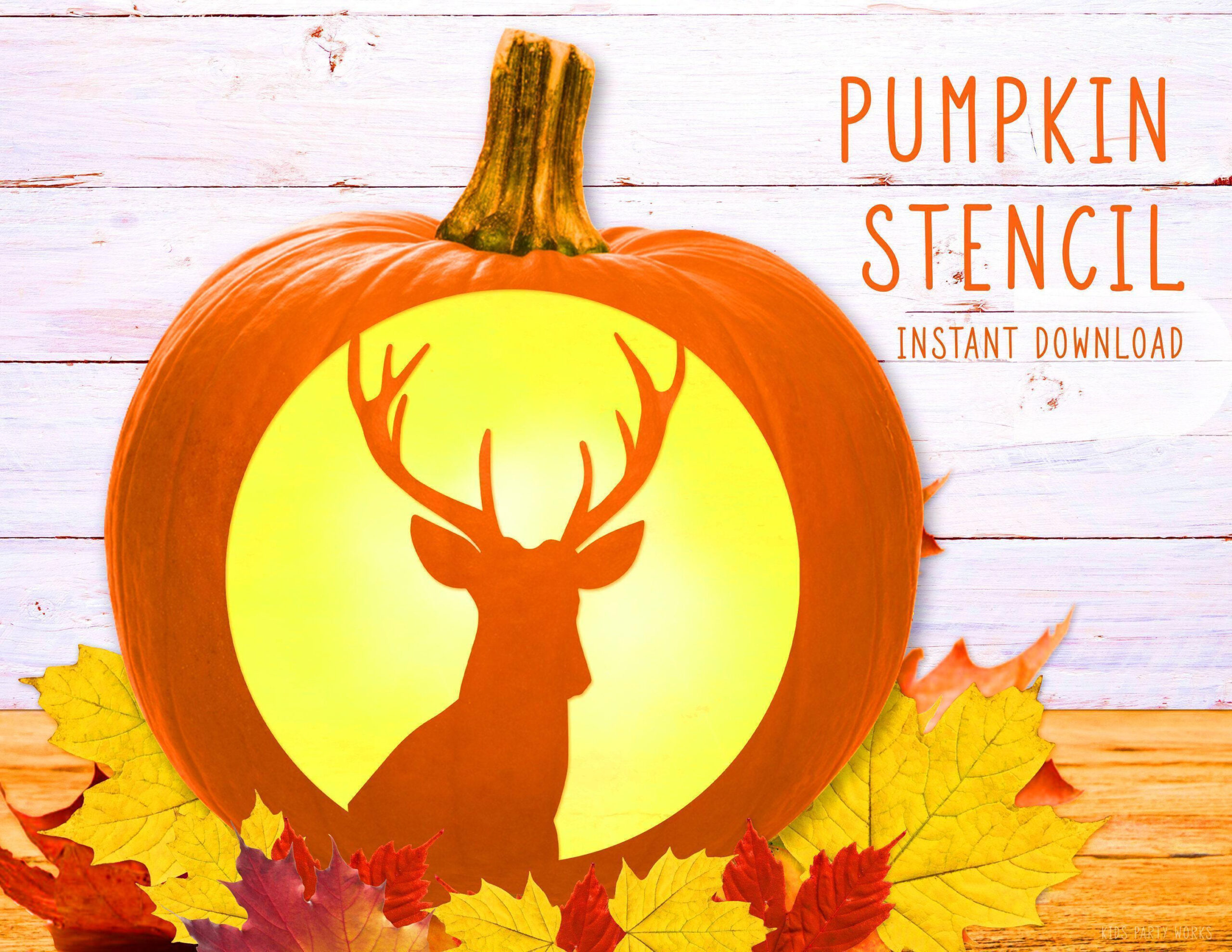 Deer Pumpkin Stencil, Deer Lake Mountain Printable Stencil in Deer Pumpkin Stencil Printable