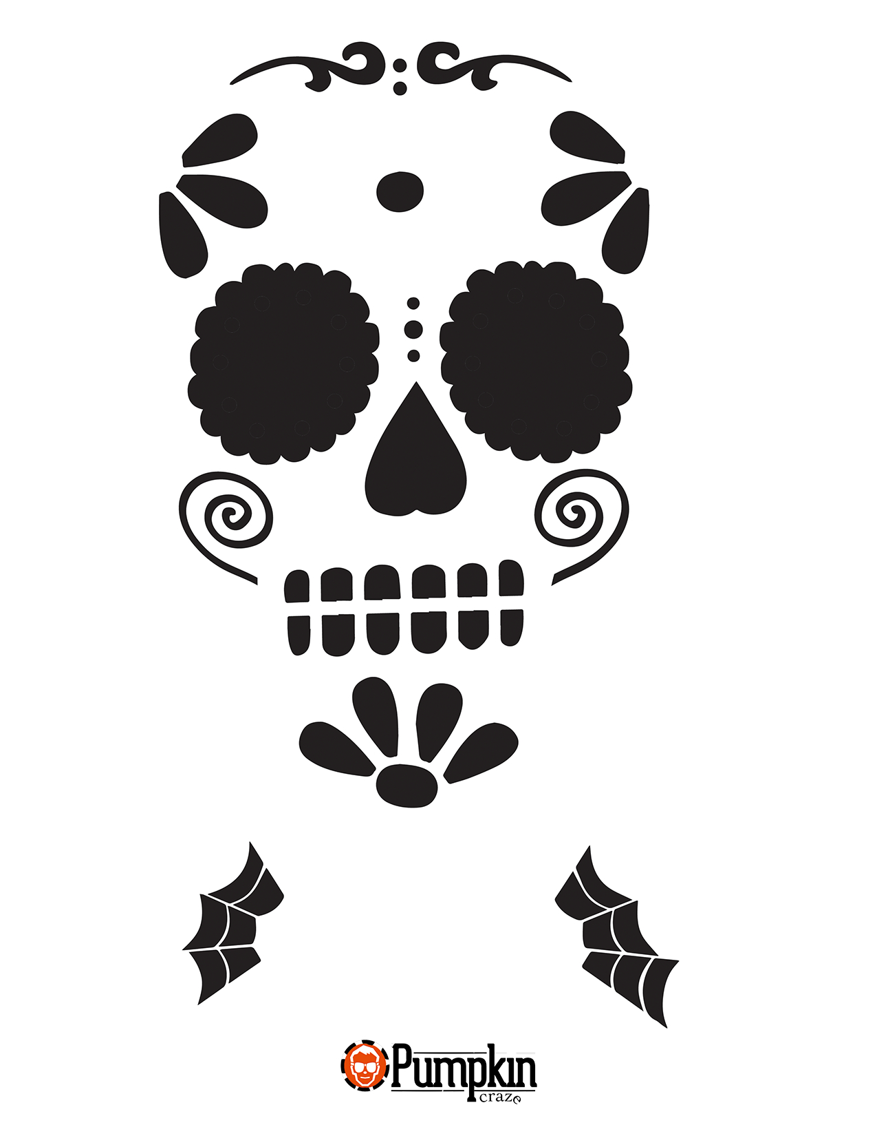 Dia De Los Muertos Stencil For Halloween 2024 inside Free Printable Sugar Skull Pumpkin Stencil
