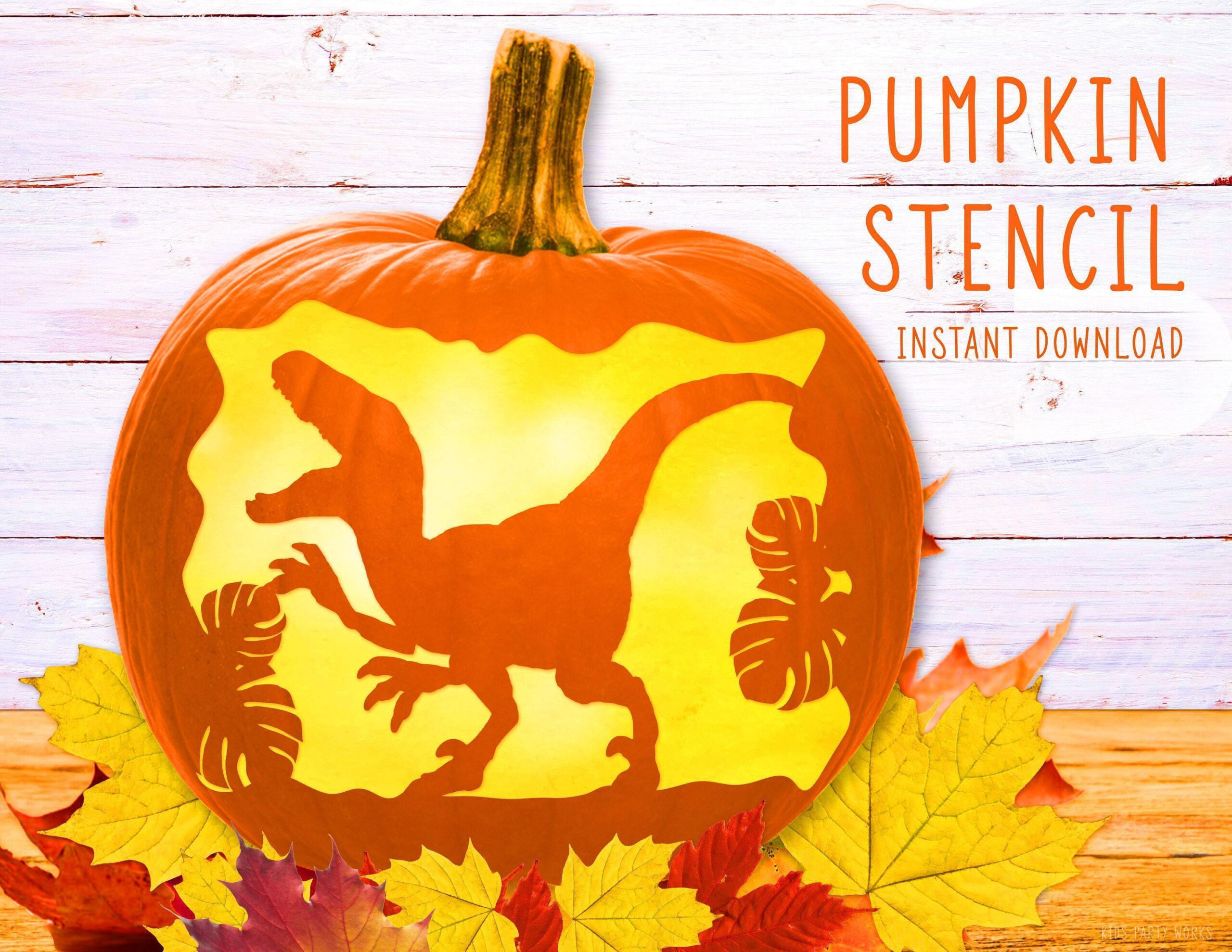 Dinosaur Pumpkin Stencil, Velociraptor Printable Stencil intended for Dinosaur Pumpkin Carving Stencil Printable