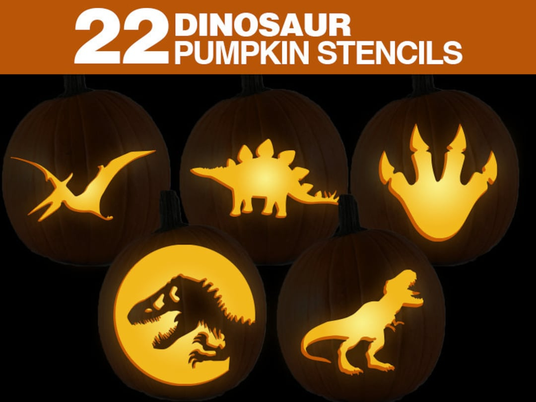 Dinosaur Pumpkin Stencils || Printable Dinosaur Pumpkin Carving with Dinosaur Pumpkin Carving Printable