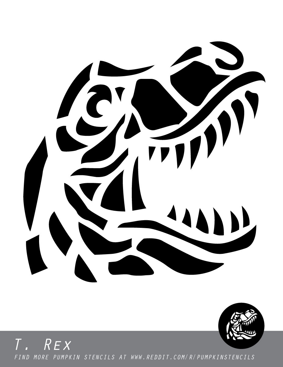 Dinosaur: T Rex (Free Pumpkin Stencil - Pumpkin Pattern - Pumpkin for T Rex Pumpkin Stencil Printable