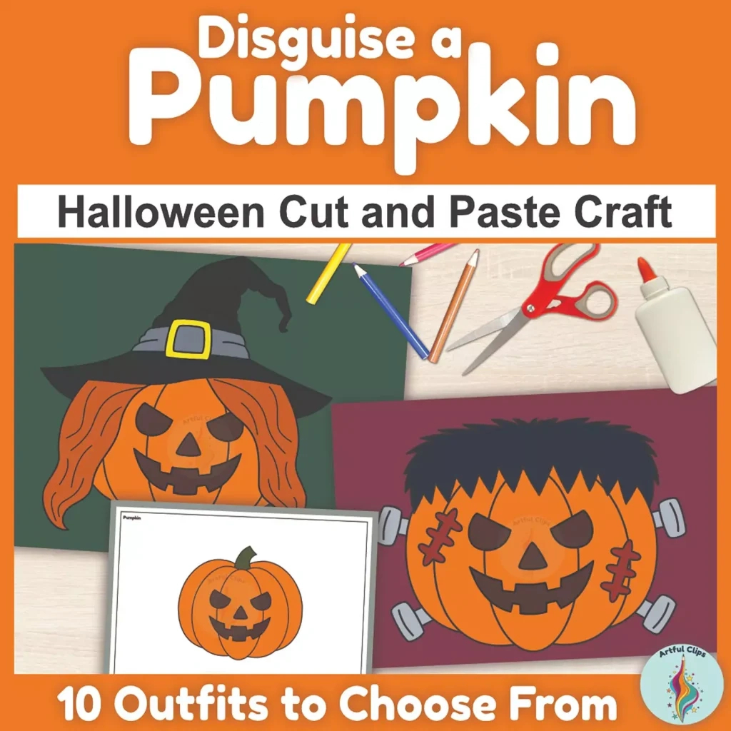 Disguise A Pumpkin Halloween Cut & Paste Craft Activity in Disguise A Pumpkin Printable
