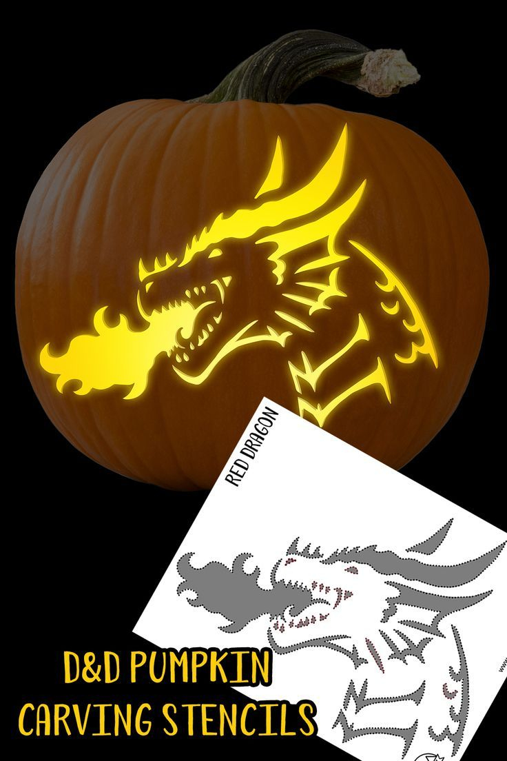 Dnd Pumpkin Carving Stencils, Printable Pdf, Halloween Pumpkin pertaining to Dragon Pumpkin Stencil Free Printable