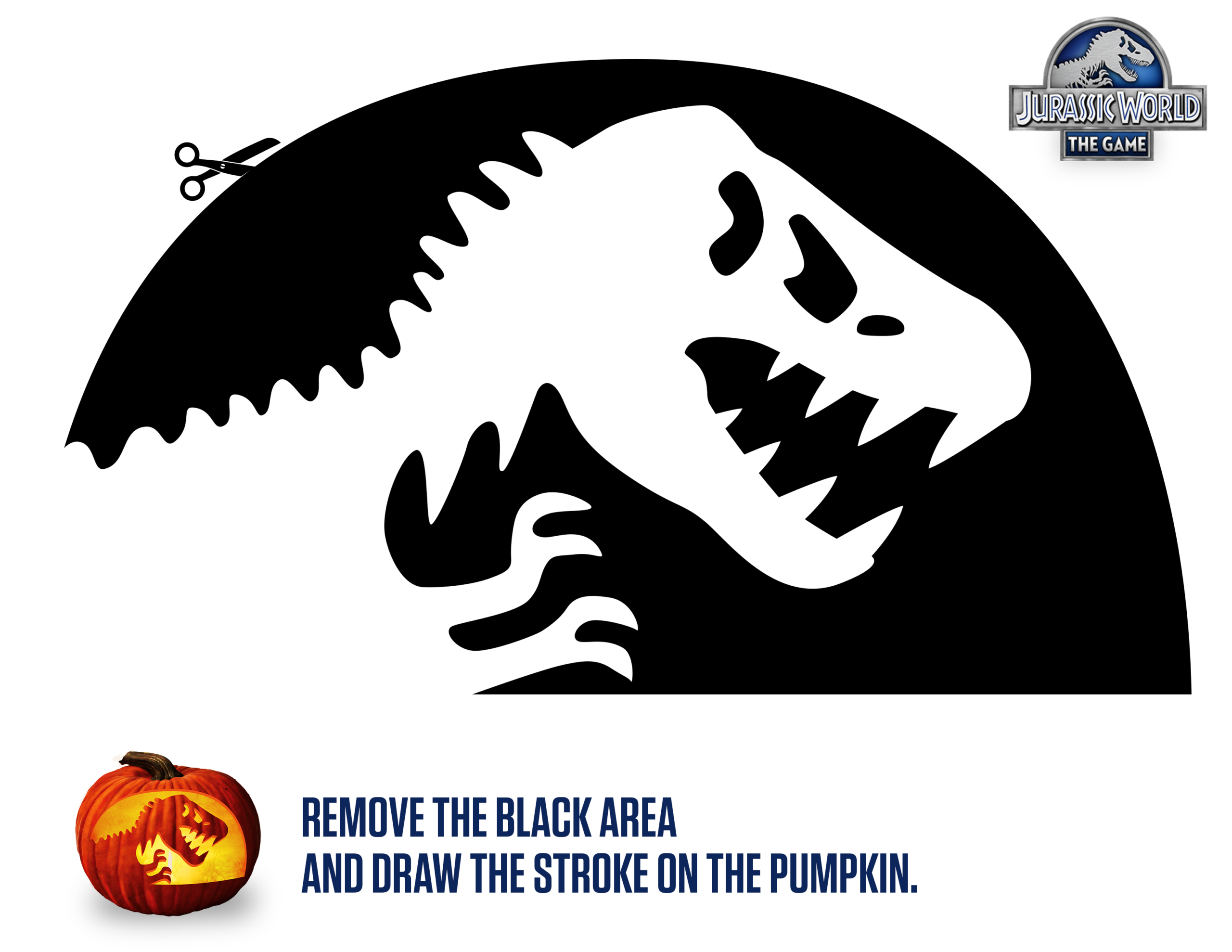 Download Your Jurassic Pumpkin Stencil – Jurassic World: The Game in Jurassic Park Pumpkin Stencil Printable