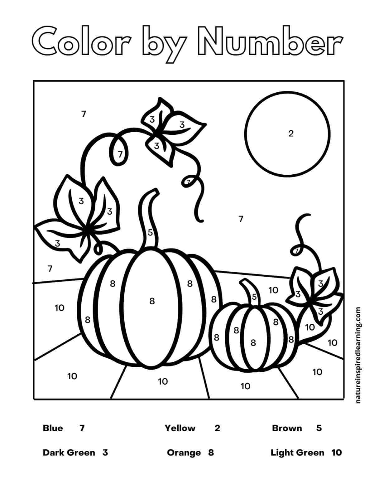 Fall Colornumber - Nature Inspired Learning - Worksheets Library intended for Pumpkin Color By Number Printable