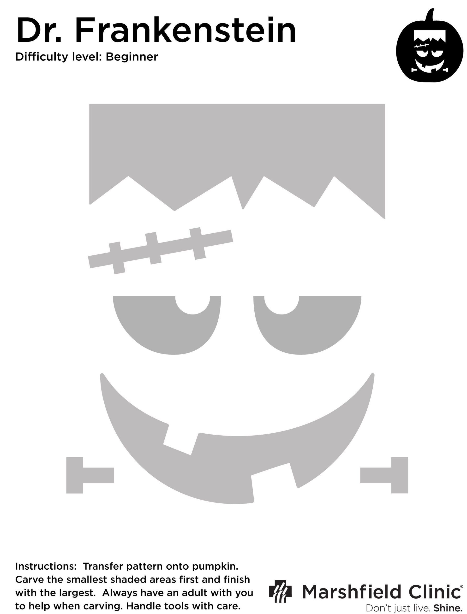 Frankenstein (Free Pumpkin Stencil - Pumpkin Pattern - Pumpkin in Printable Frankenstein Pumpkin Carving Patterns