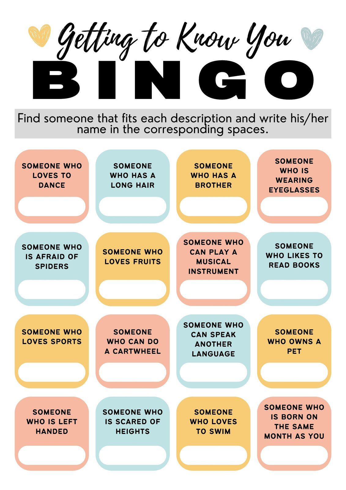 Free And Customizable Bingo Templates | Canva intended for Icebreaker Bingo Card Generator