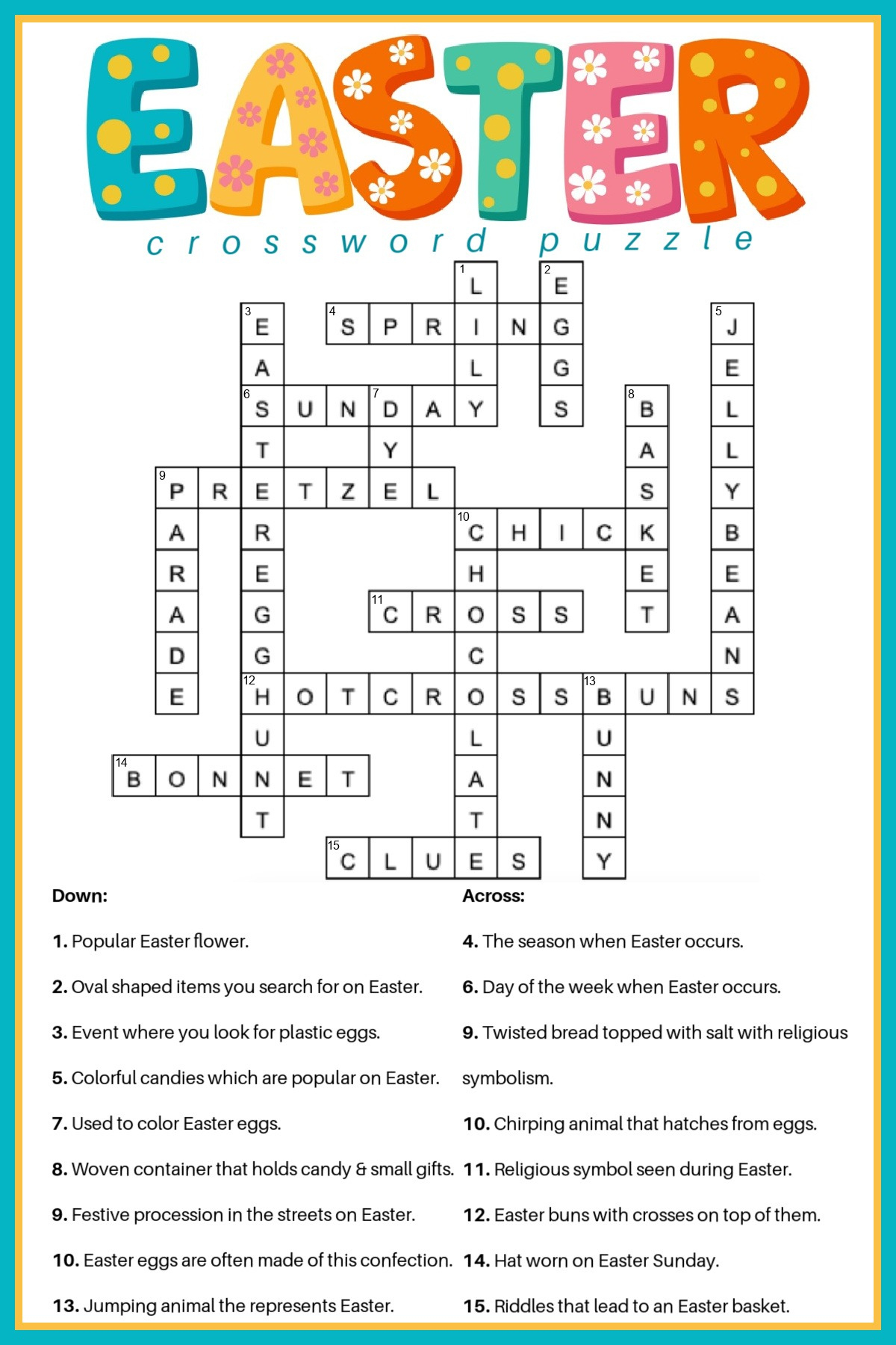 Free Easter Crossword Puzzle Printable - 2 Versions &amp;amp; Answer Key for Crosswords Printable With Answers