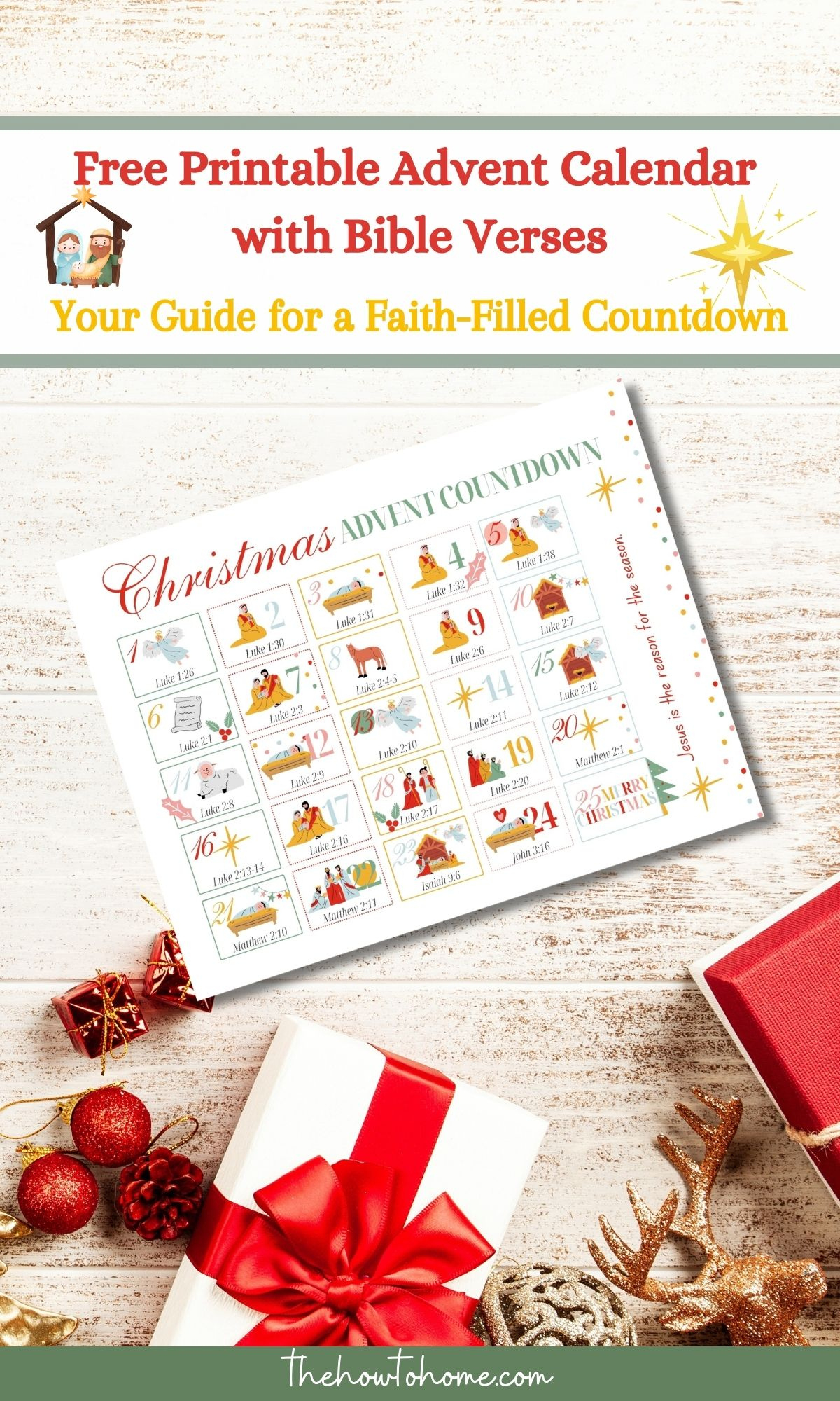 Free Printable Advent Calendar With Bible Verses - The How-To Home intended for Free Printable Advent Verses