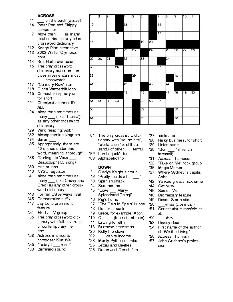 Free Printable Crossword Puzzles Medium Hard - Printable Crossword inside Crossword Puzzles Printable Hard