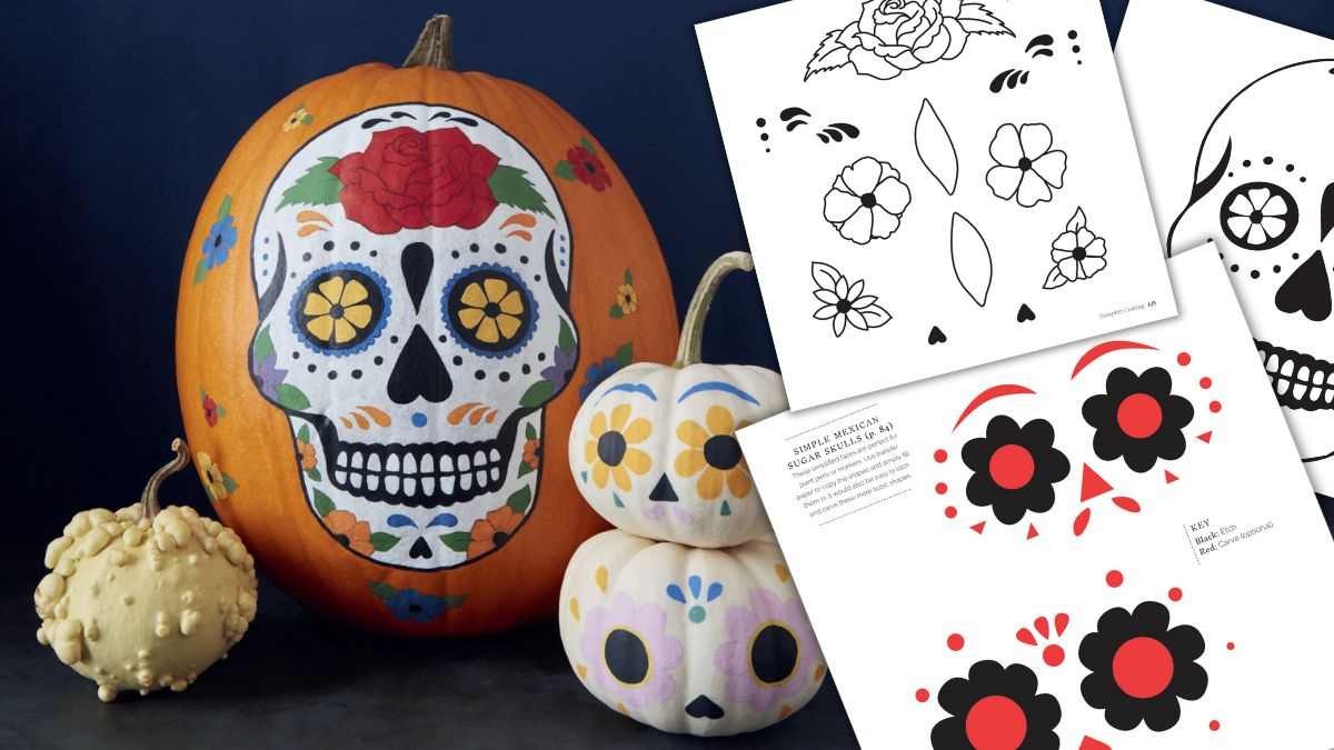 Free Templates For Day Of The Dead Pumpkins - Thunder Bay Press with regard to Printable Day Of The Dead Pumpkin Stencil