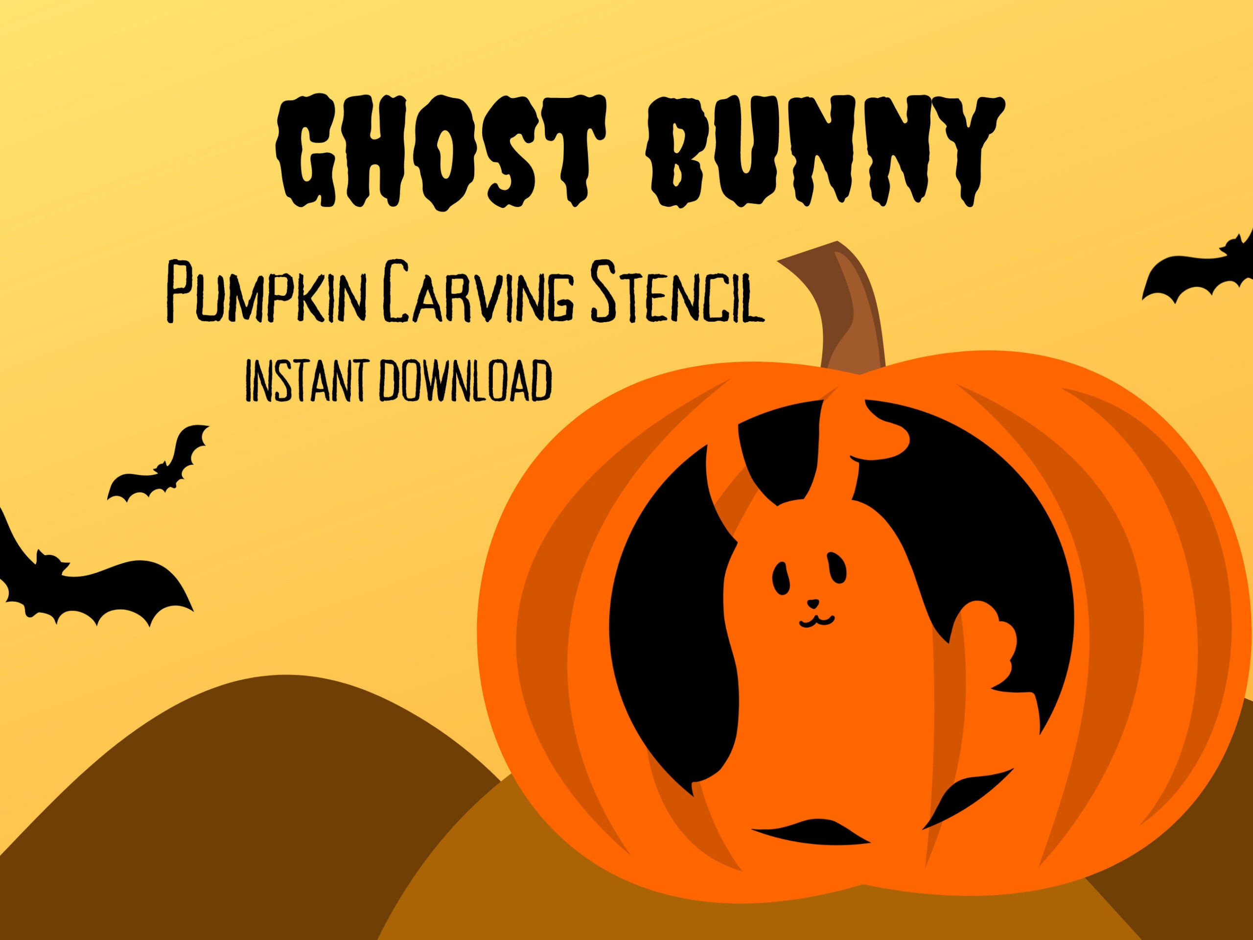 Ghost Bunny Pumpkin Carving Stencil | 1 Kawaii Halloween Jack O inside Printable Bunny Pumpkin Carving Pattern