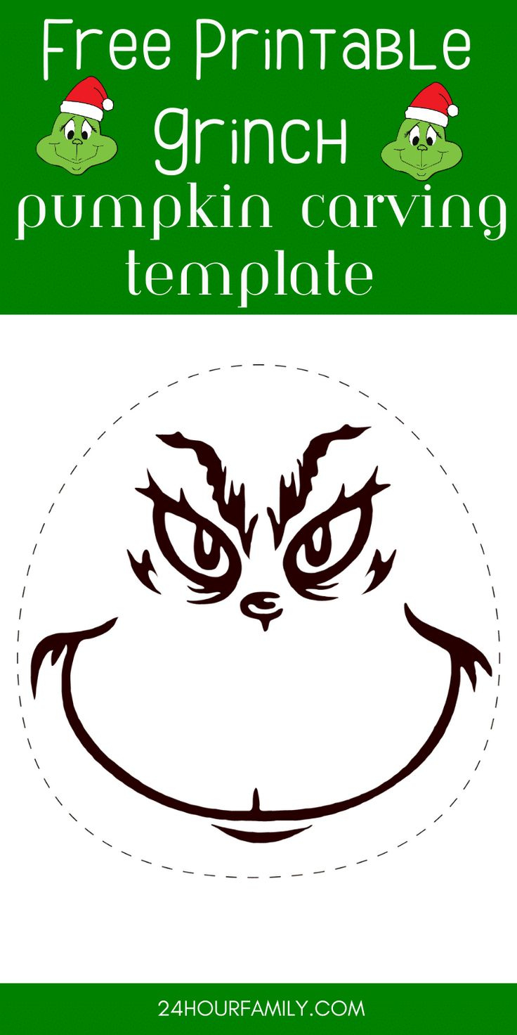 Grinch Pumpkin Carving Template (Free Printable) regarding Grinch Pumpkin Stencil Printable